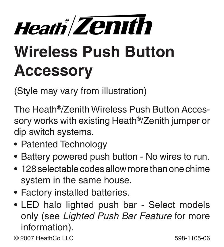 Heath Zenith 598-1105-06 Switch User Manual