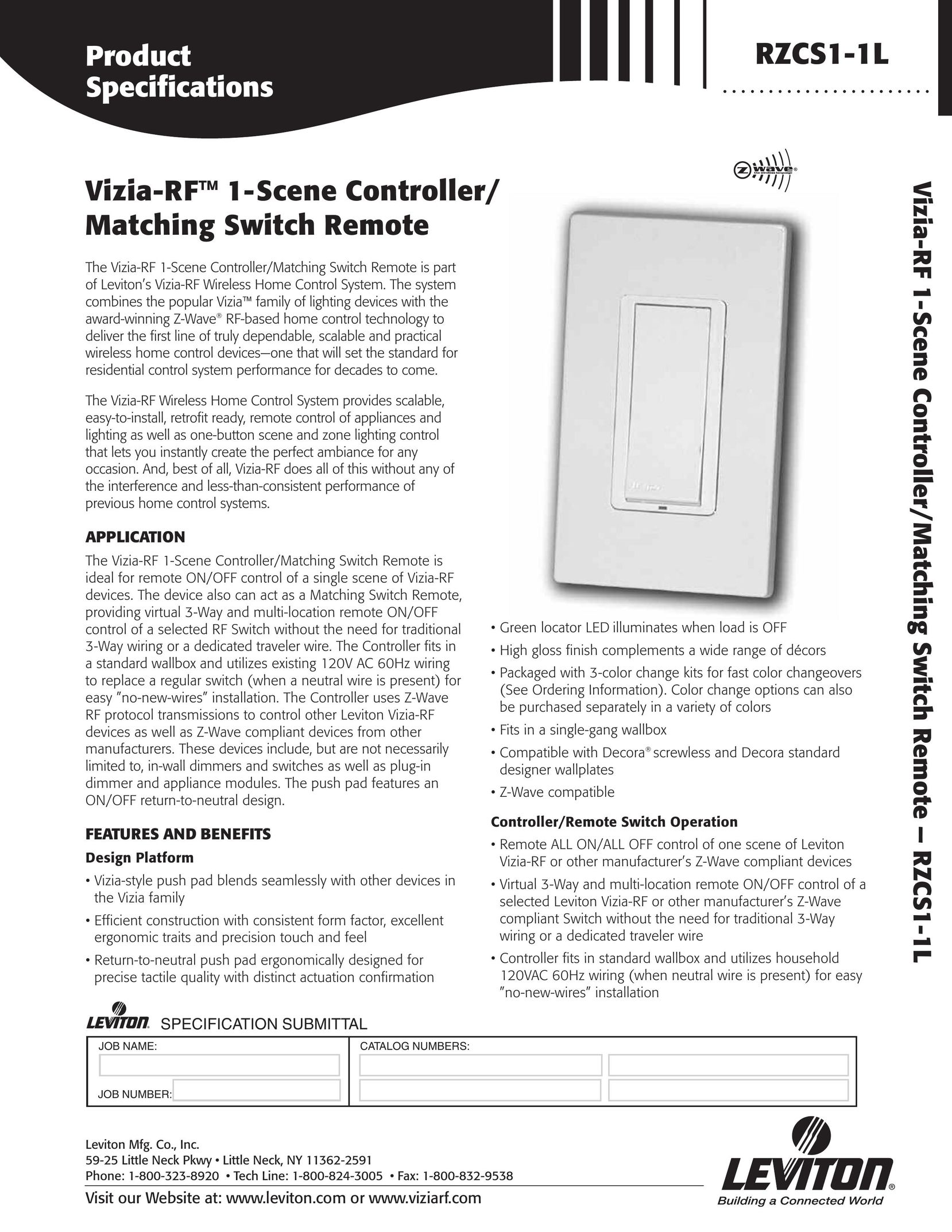HomeTech Vizia-RF Switch User Manual