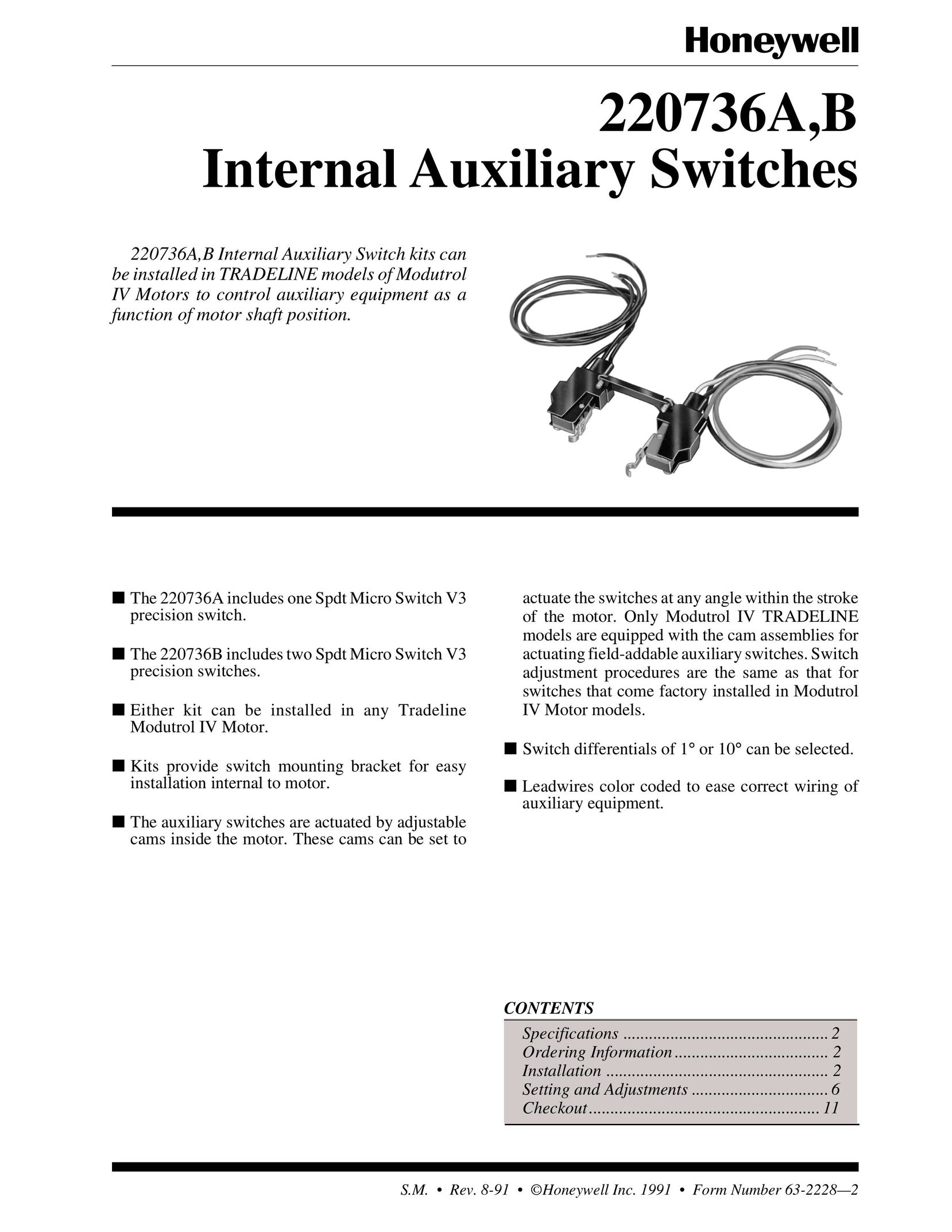 Honeywell 220736B Switch User Manual