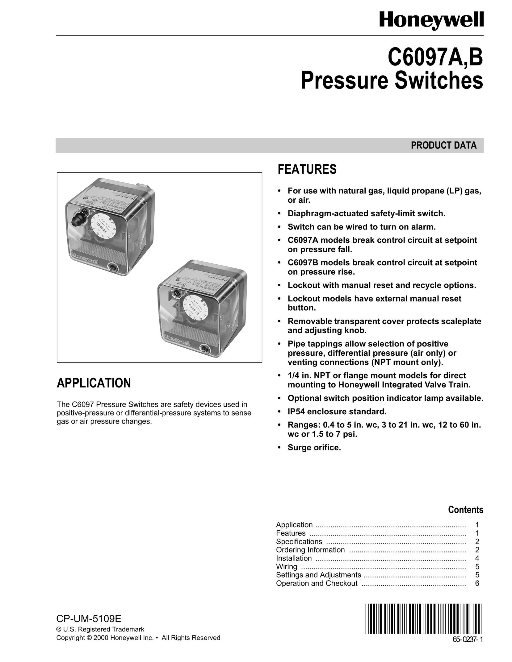 Honeywell C6097A Switch User Manual