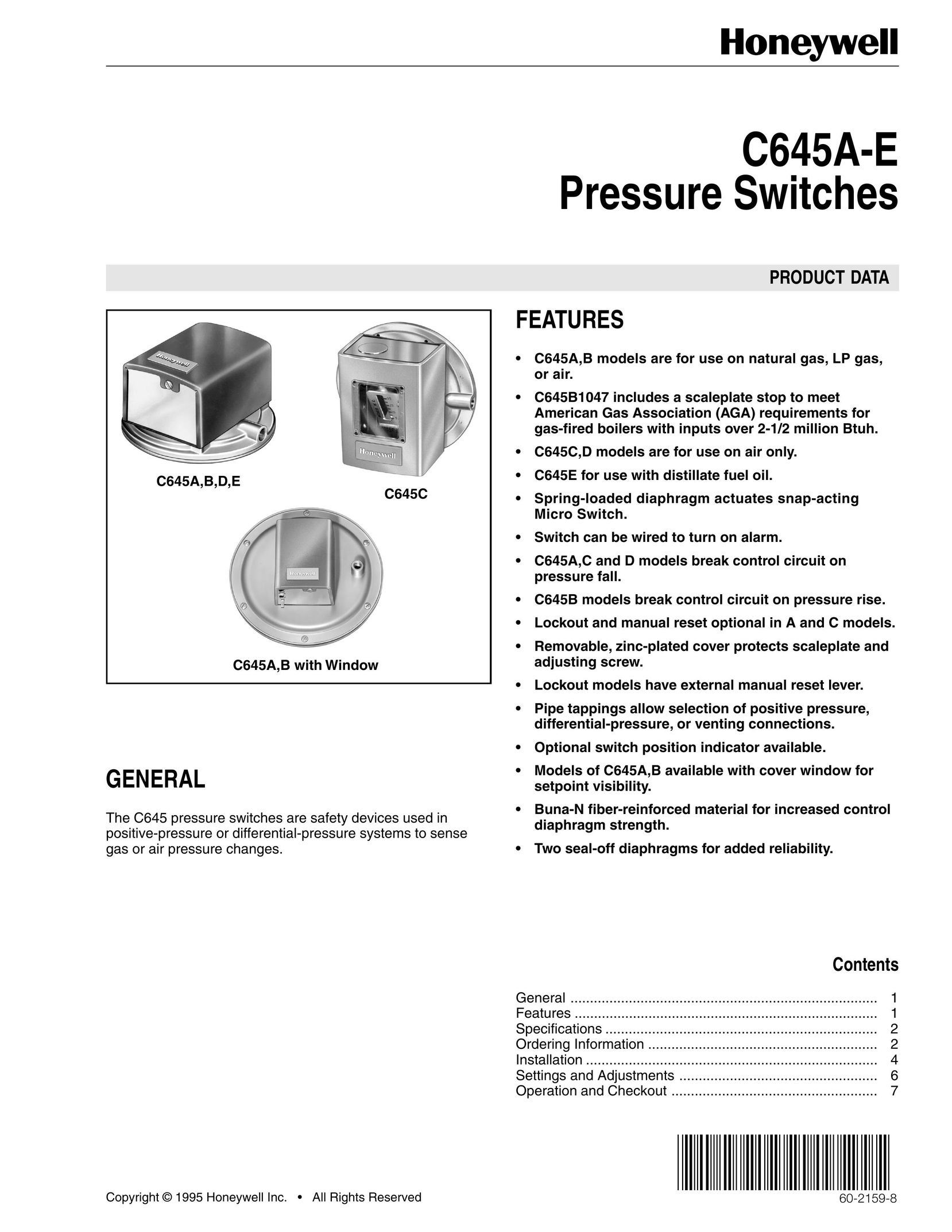Honeywell C645A-E Switch User Manual