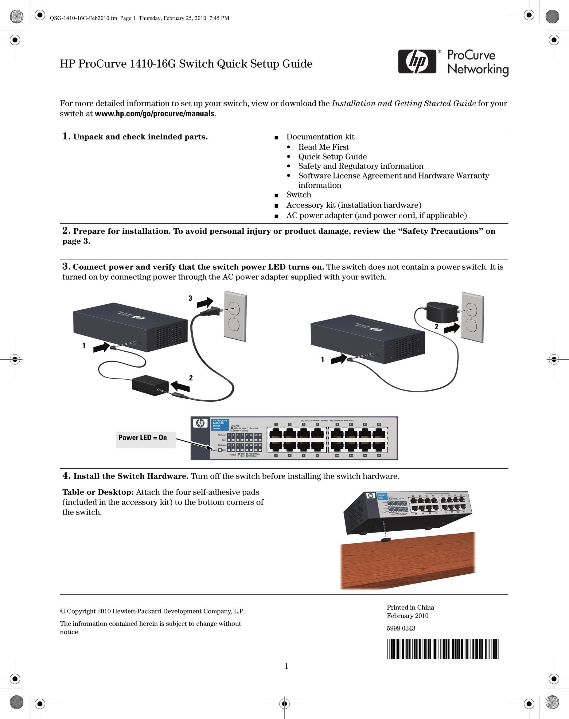 HP (Hewlett-Packard) 1410-16G Switch User Manual