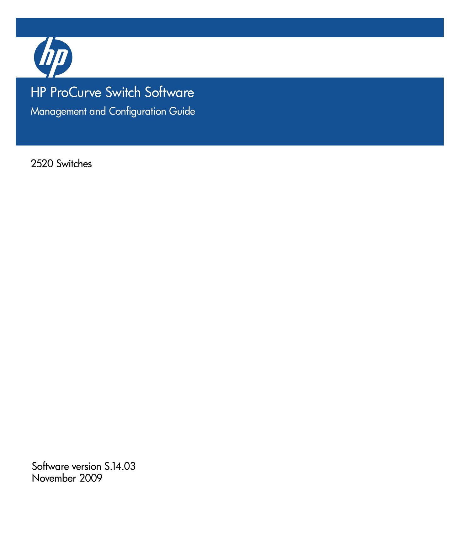 HP (Hewlett-Packard) 2520 Switch User Manual