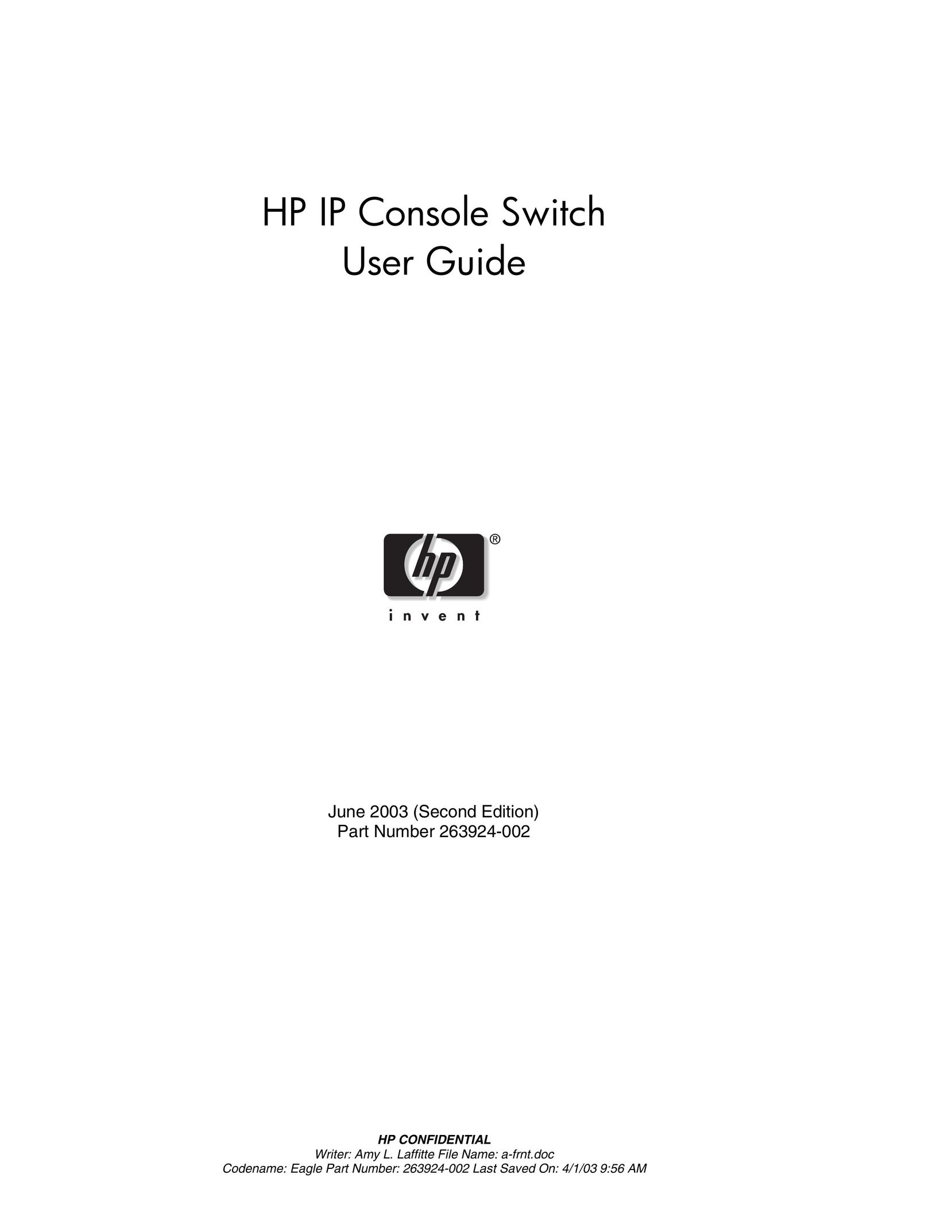 HP (Hewlett-Packard) 263924-002 Switch User Manual