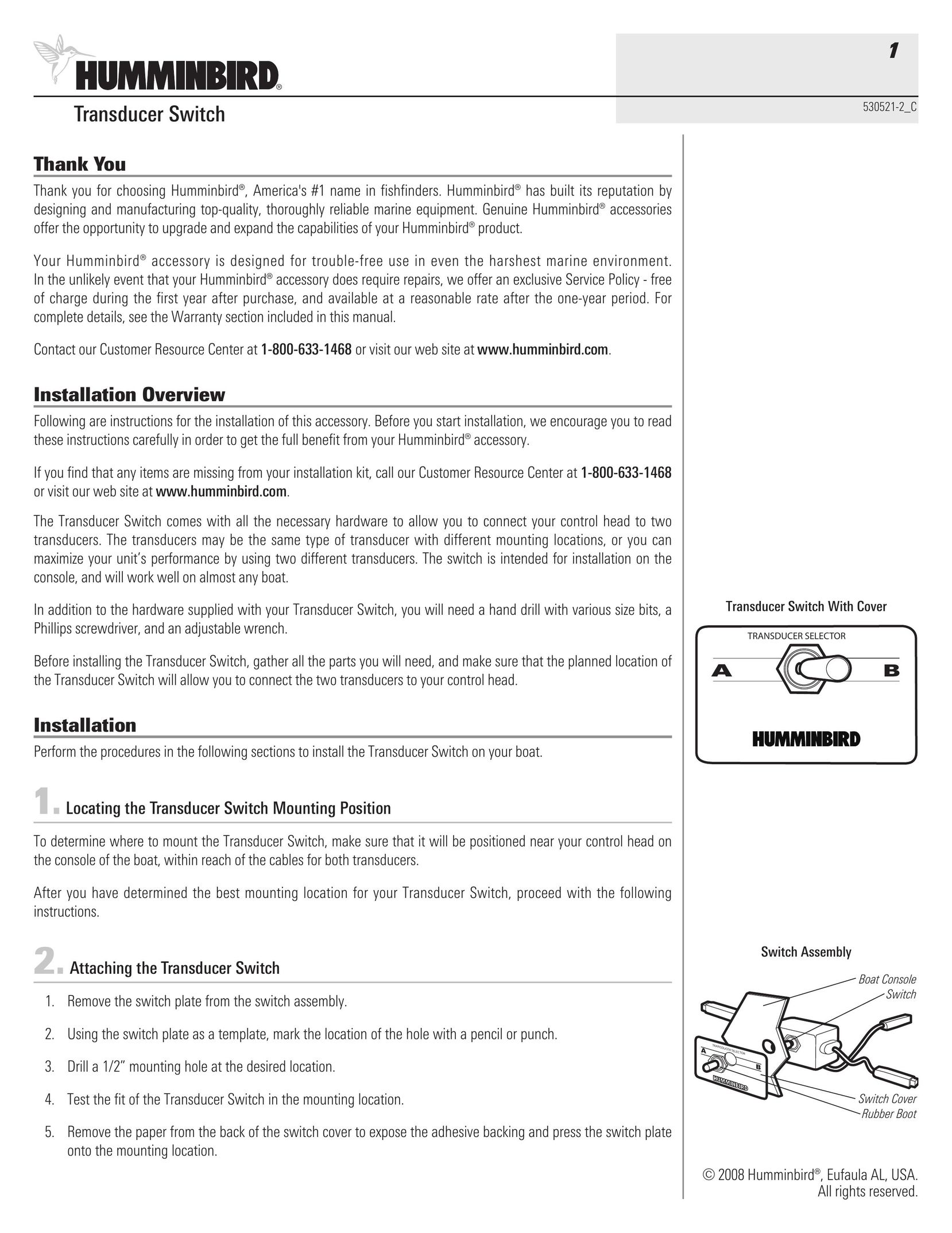Humminbird 530521-2_C Switch User Manual