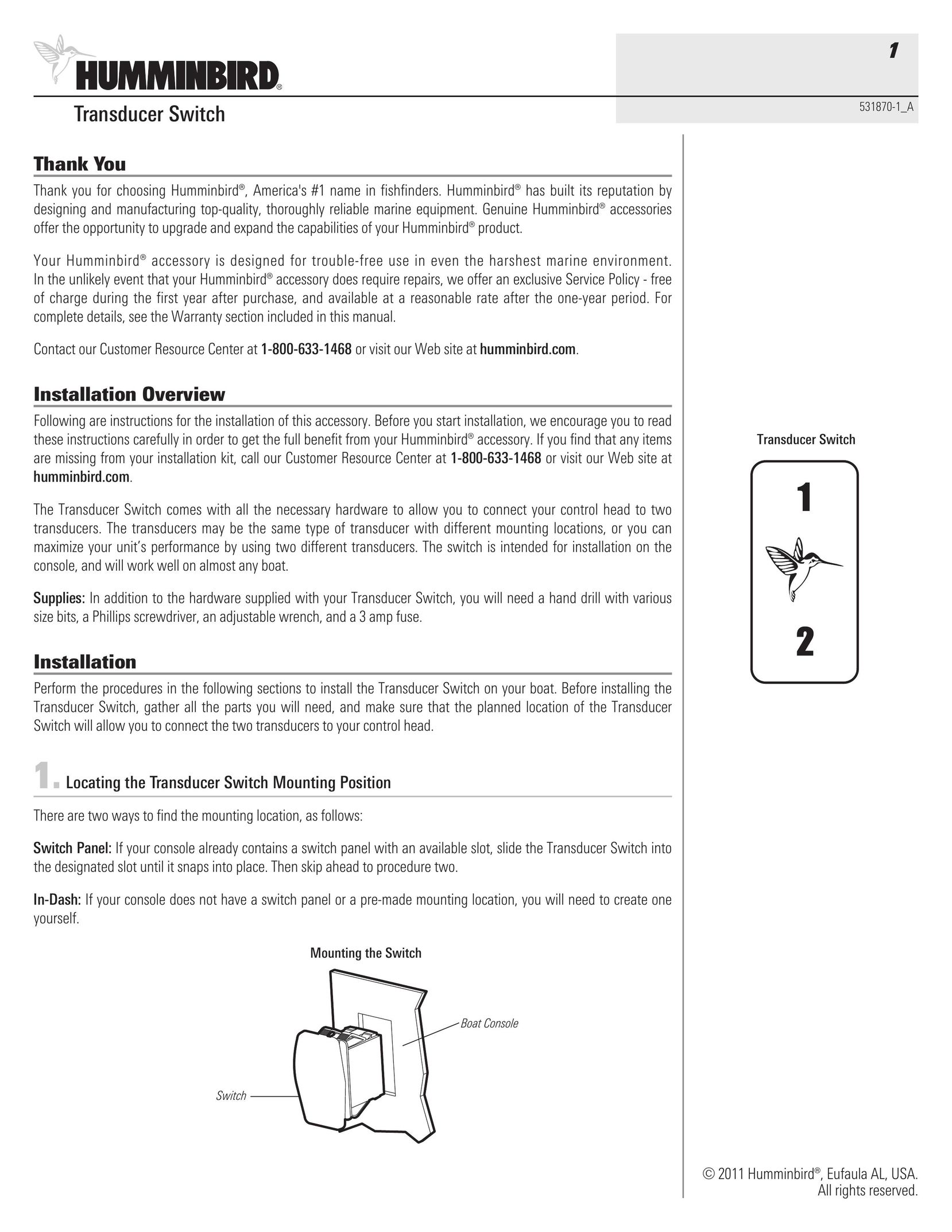Humminbird 531870-1_A Switch User Manual