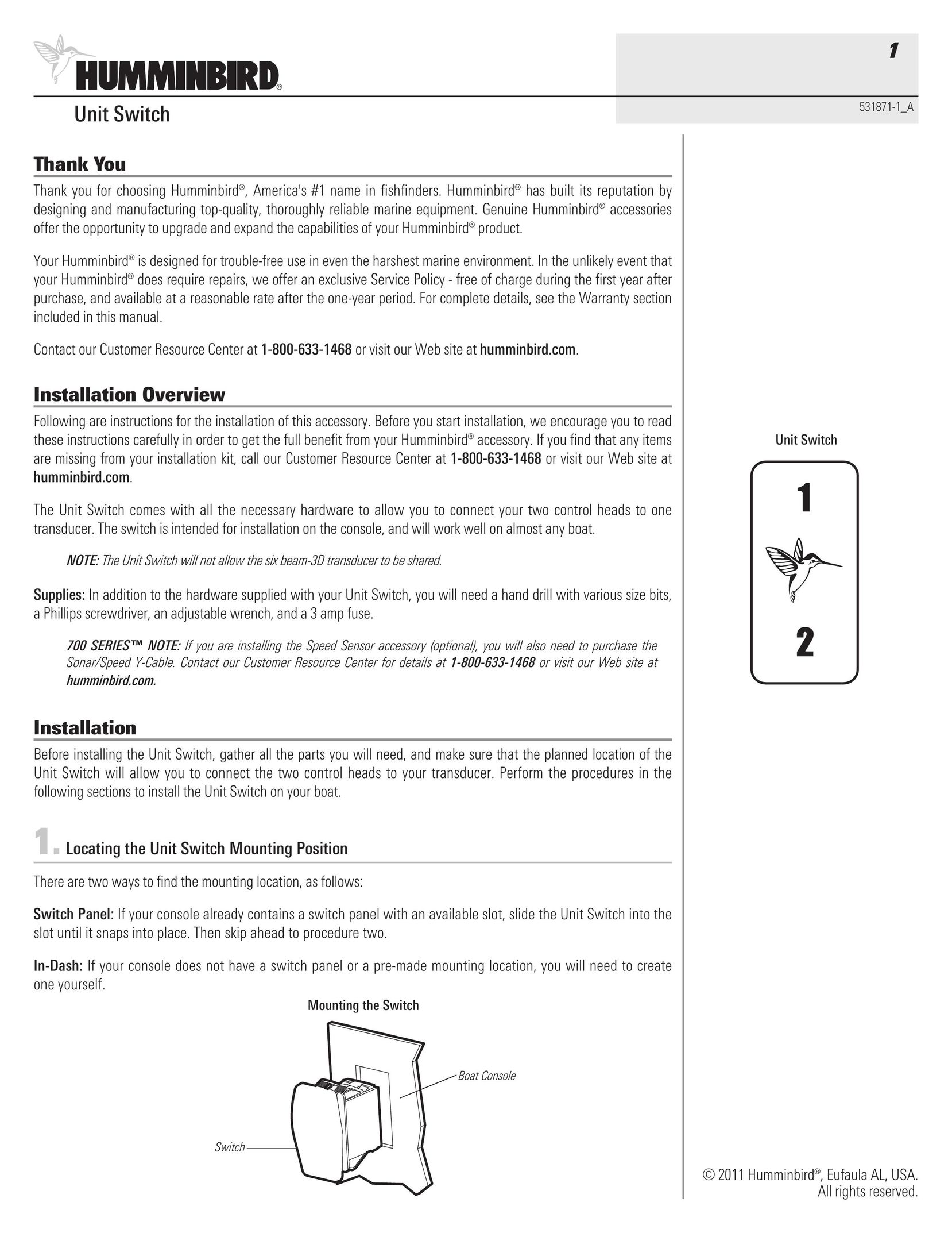 Humminbird 531871-1_A Switch User Manual