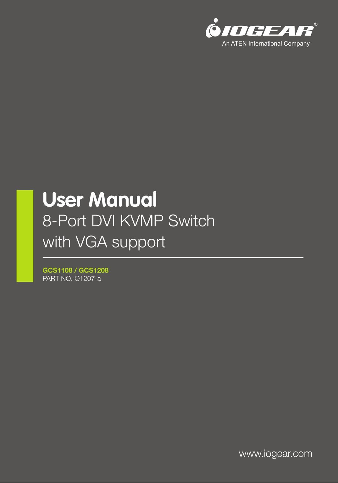 IOGear 8-port dvi kvmp switch Switch User Manual