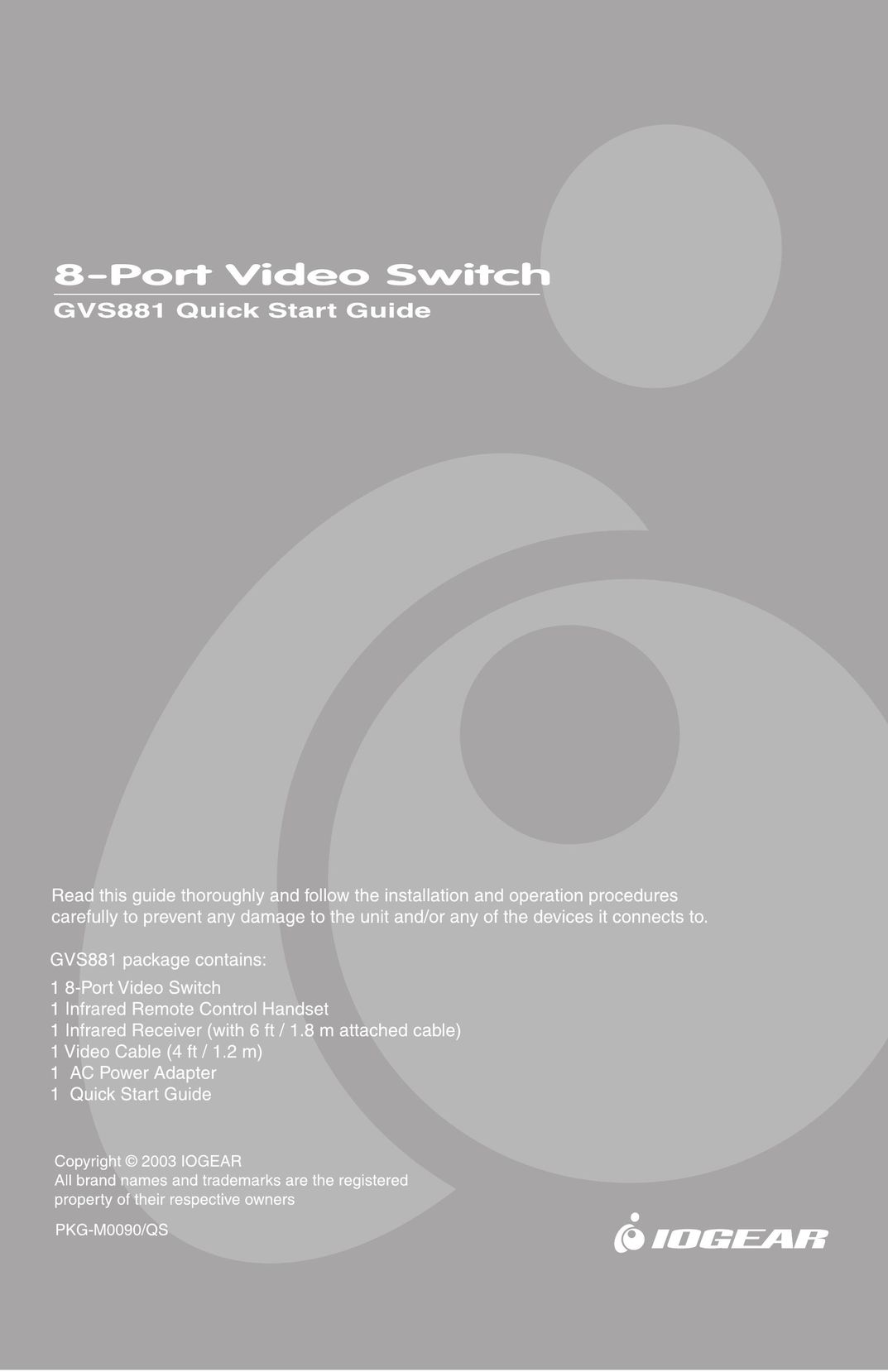 IOGear GVS881 Switch User Manual