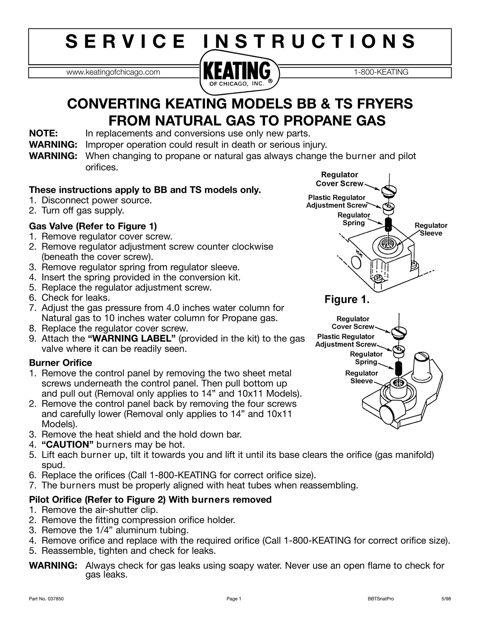 Keating Of Chicago BB Switch User Manual