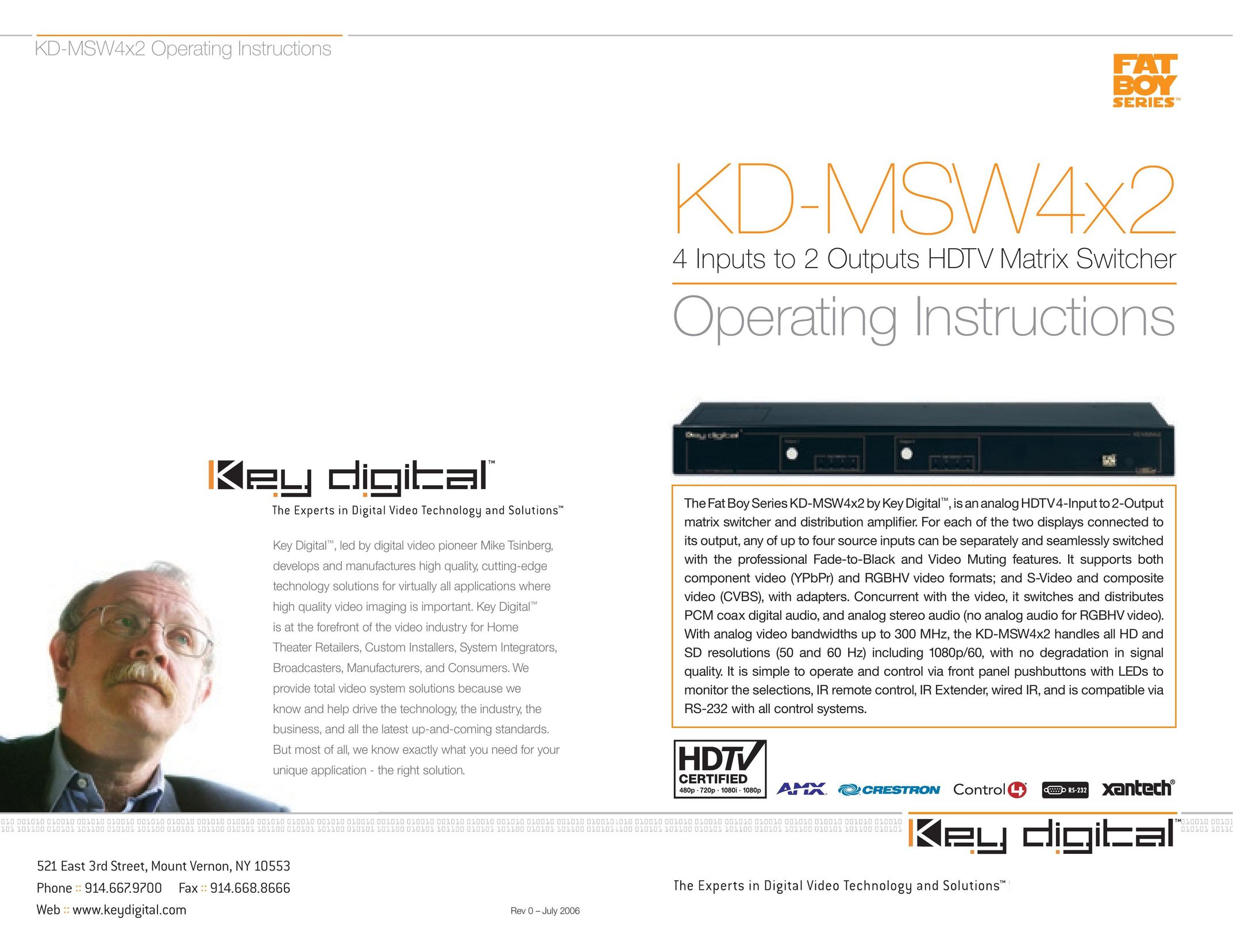 Key Digital KD-MSW4X2 Switch User Manual