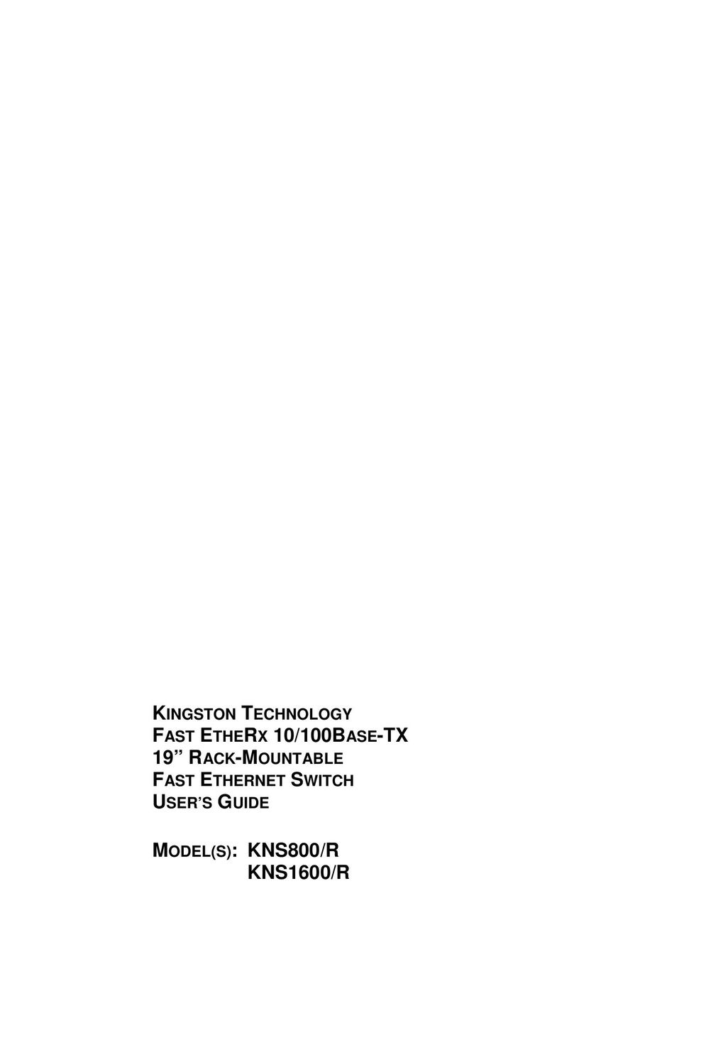 Kingston Technology KNS1600R Switch User Manual