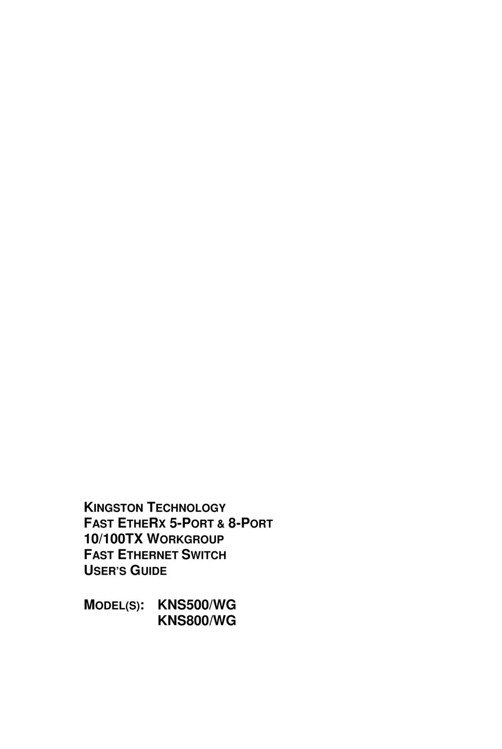 Kingston Technology KNS800/WG Switch User Manual