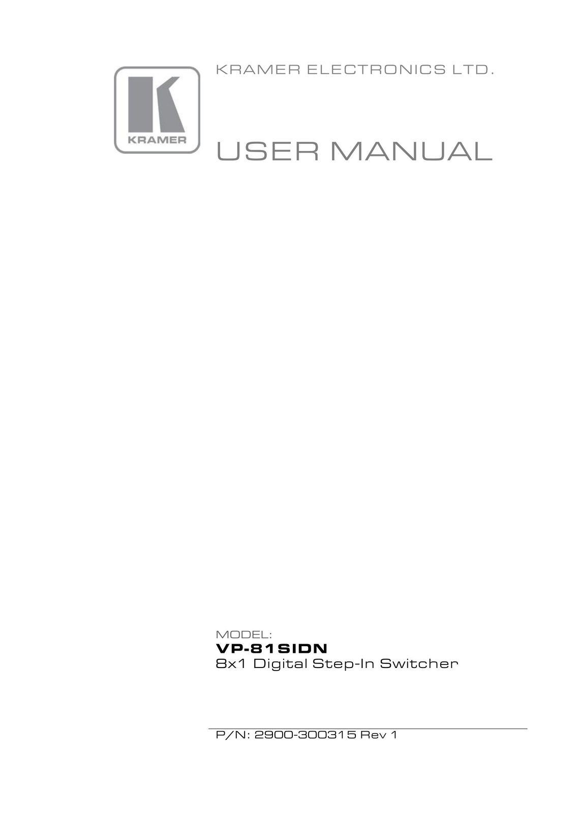 Kramer Electronics VP-81SIDN Switch User Manual