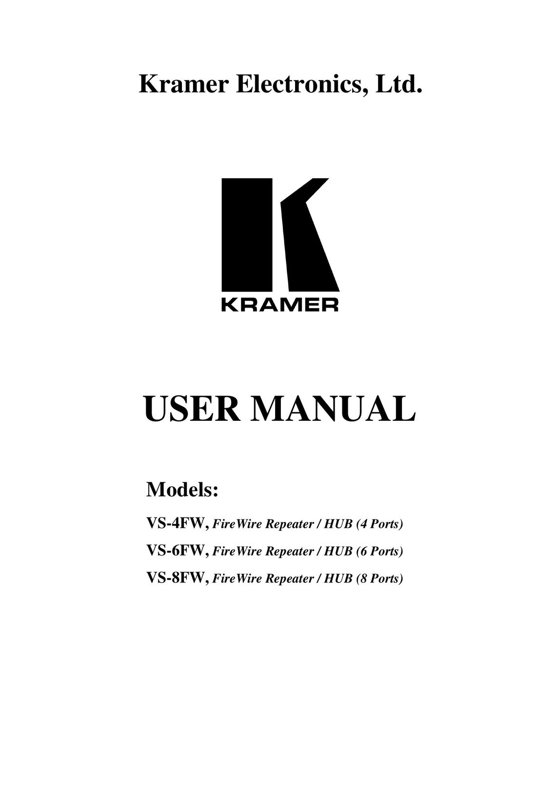 Kramer Electronics VS-6FW Switch User Manual