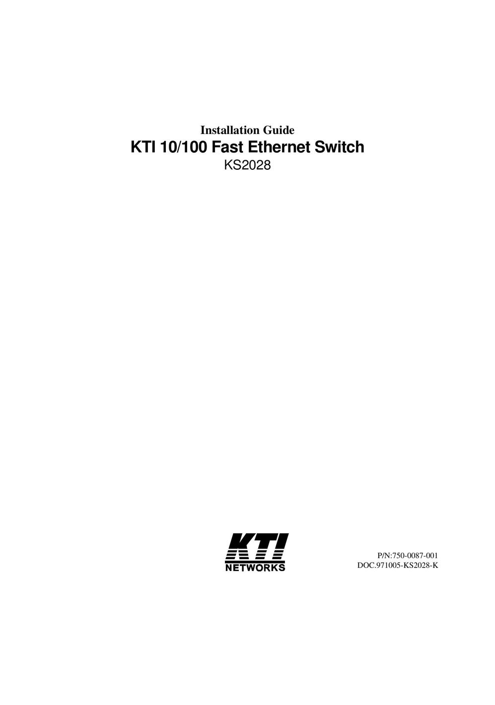 KTI Networks 2028 Switch User Manual