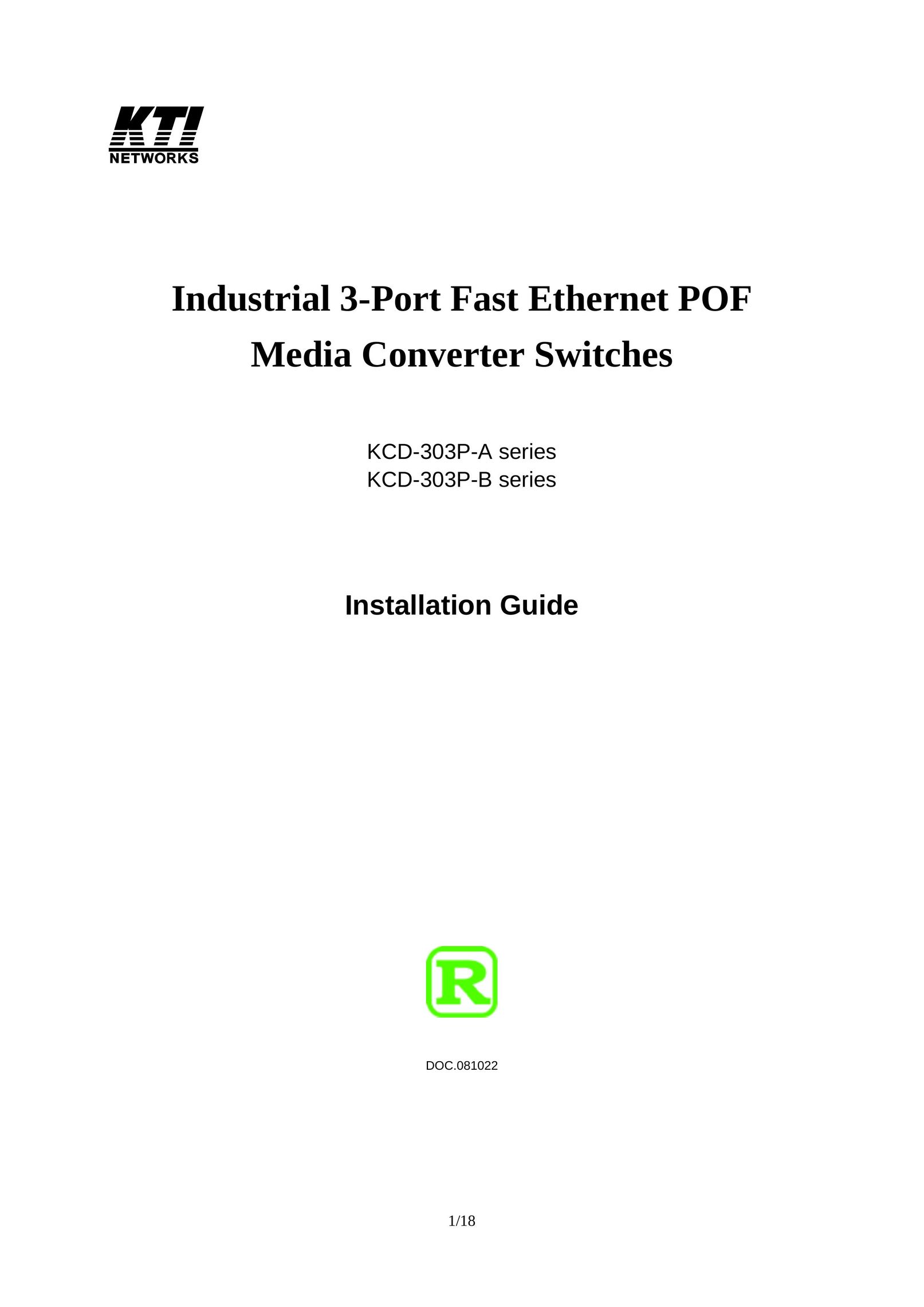 KTI Networks KCD-303P-B1 Switch User Manual