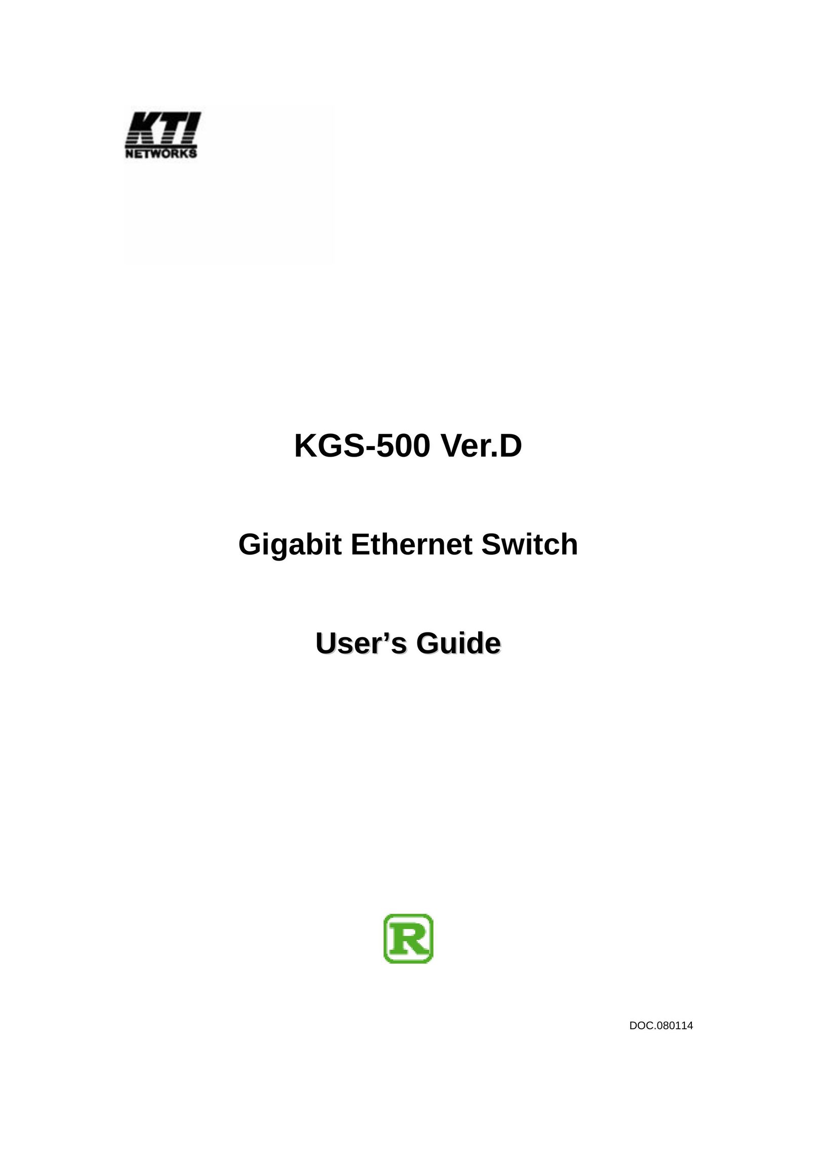 KTI Networks KGS-500 Ver.D Switch User Manual
