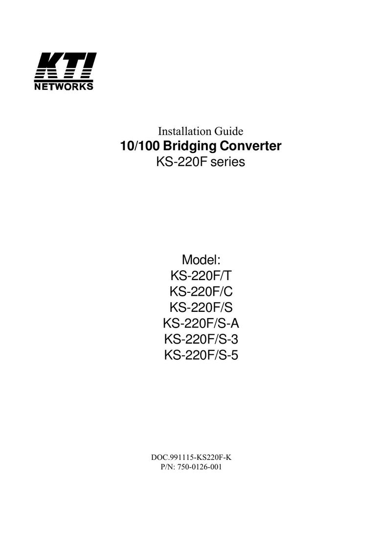 KTI Networks KS-220F/S-A Switch User Manual