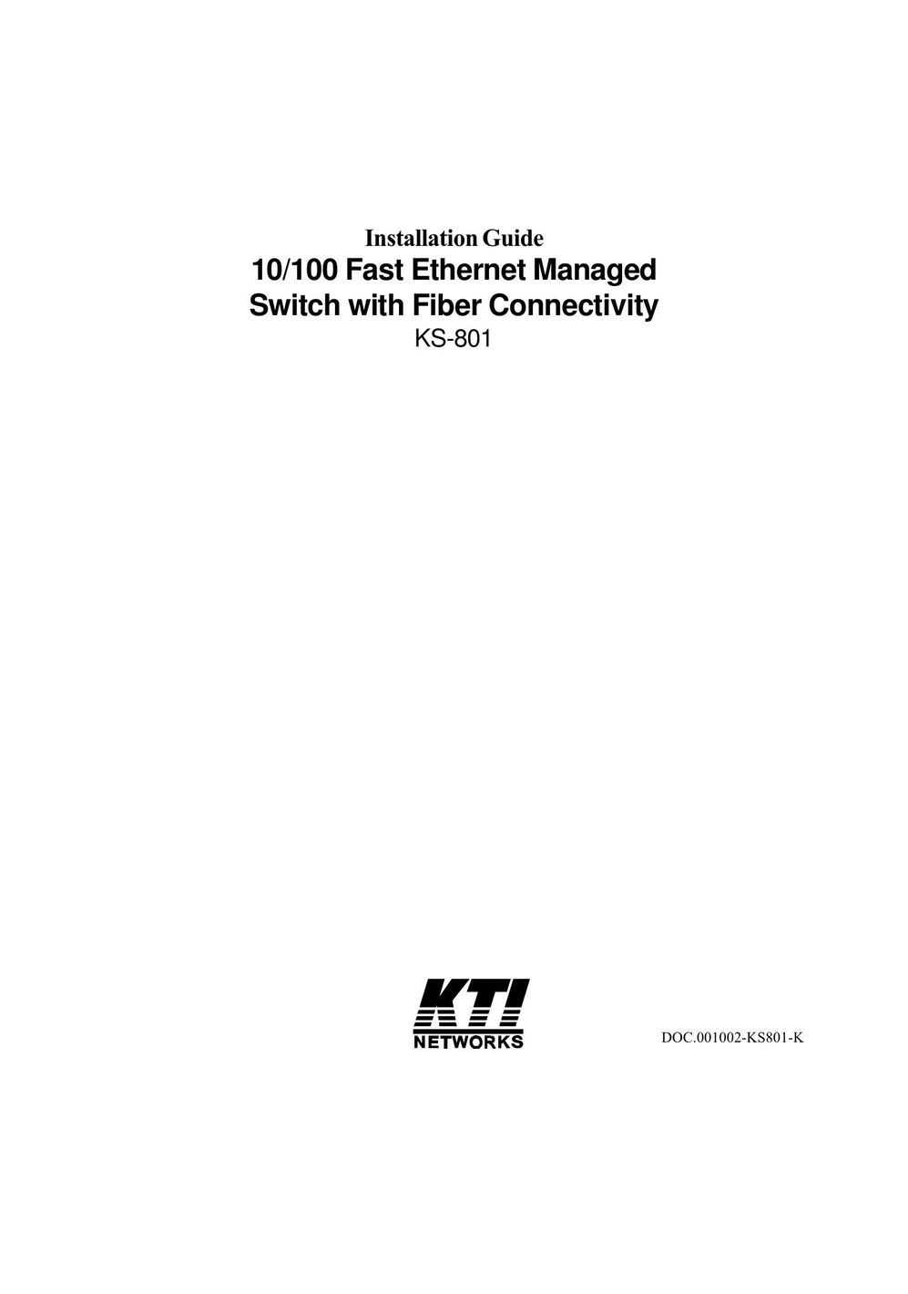 KTI Networks KS-801 Switch User Manual
