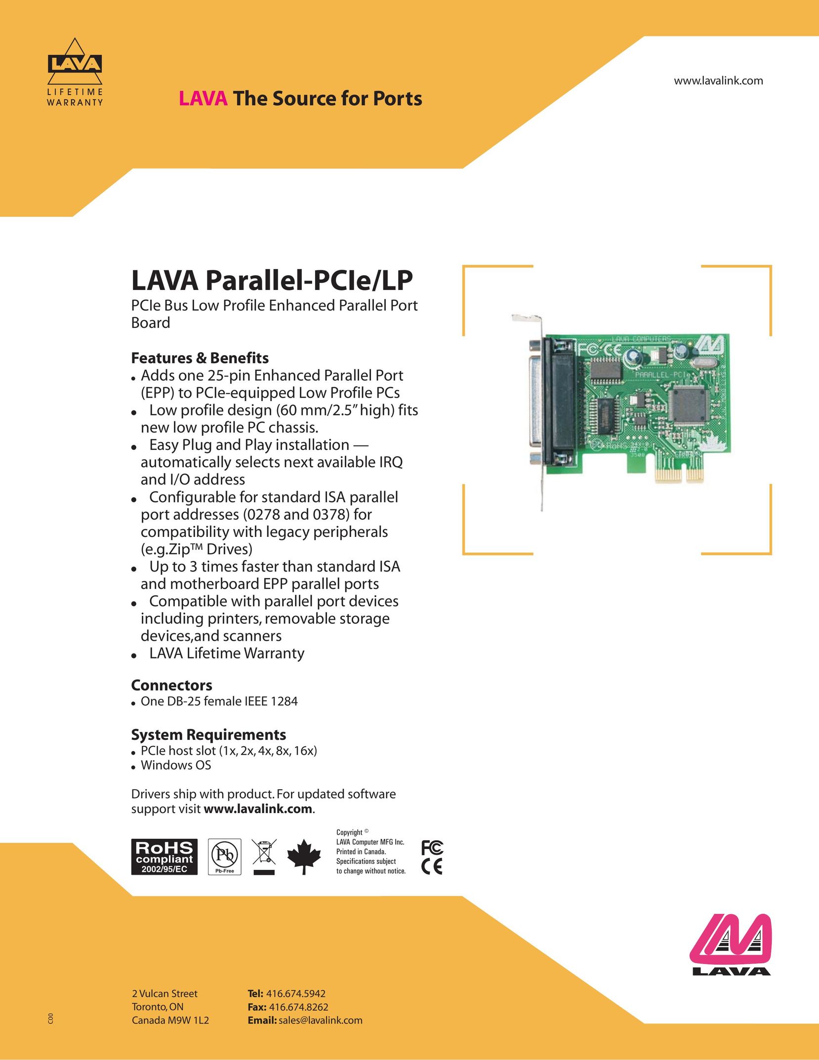 Lava Computer Parallel-PCIe/LP Switch User Manual