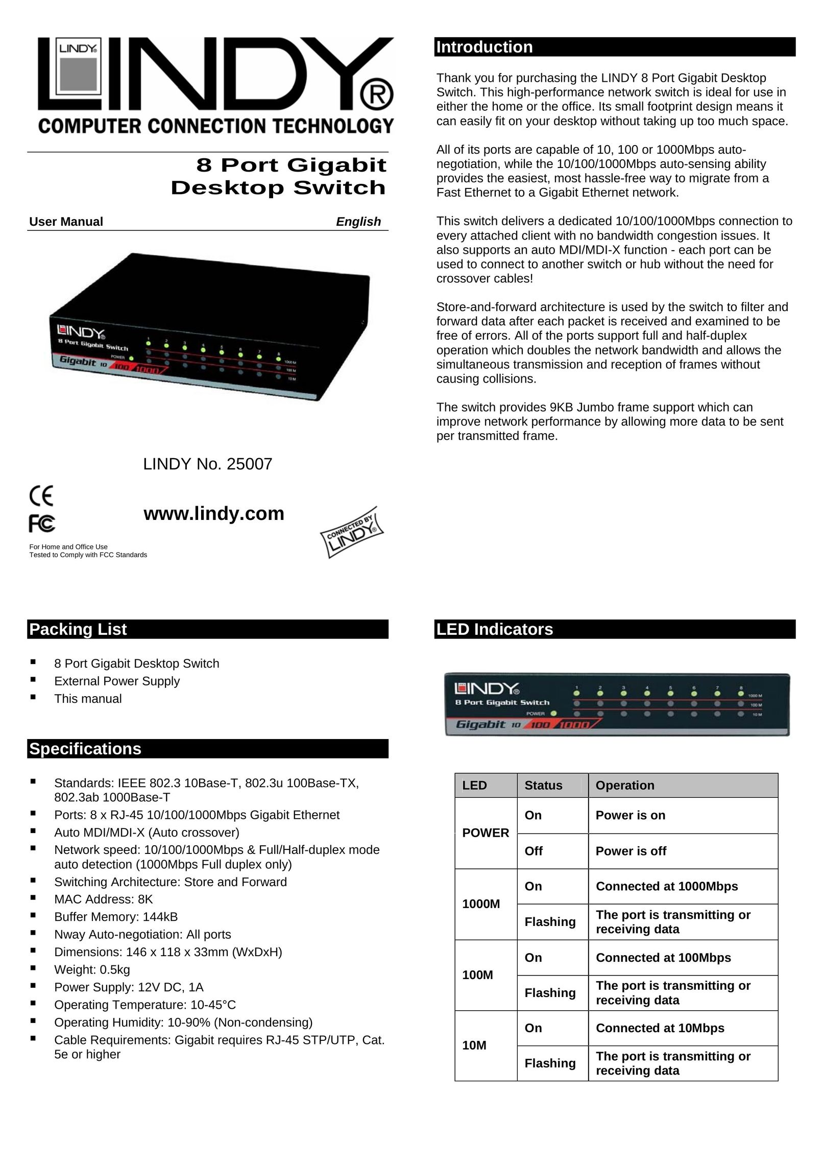 Lindy 25007 Switch User Manual