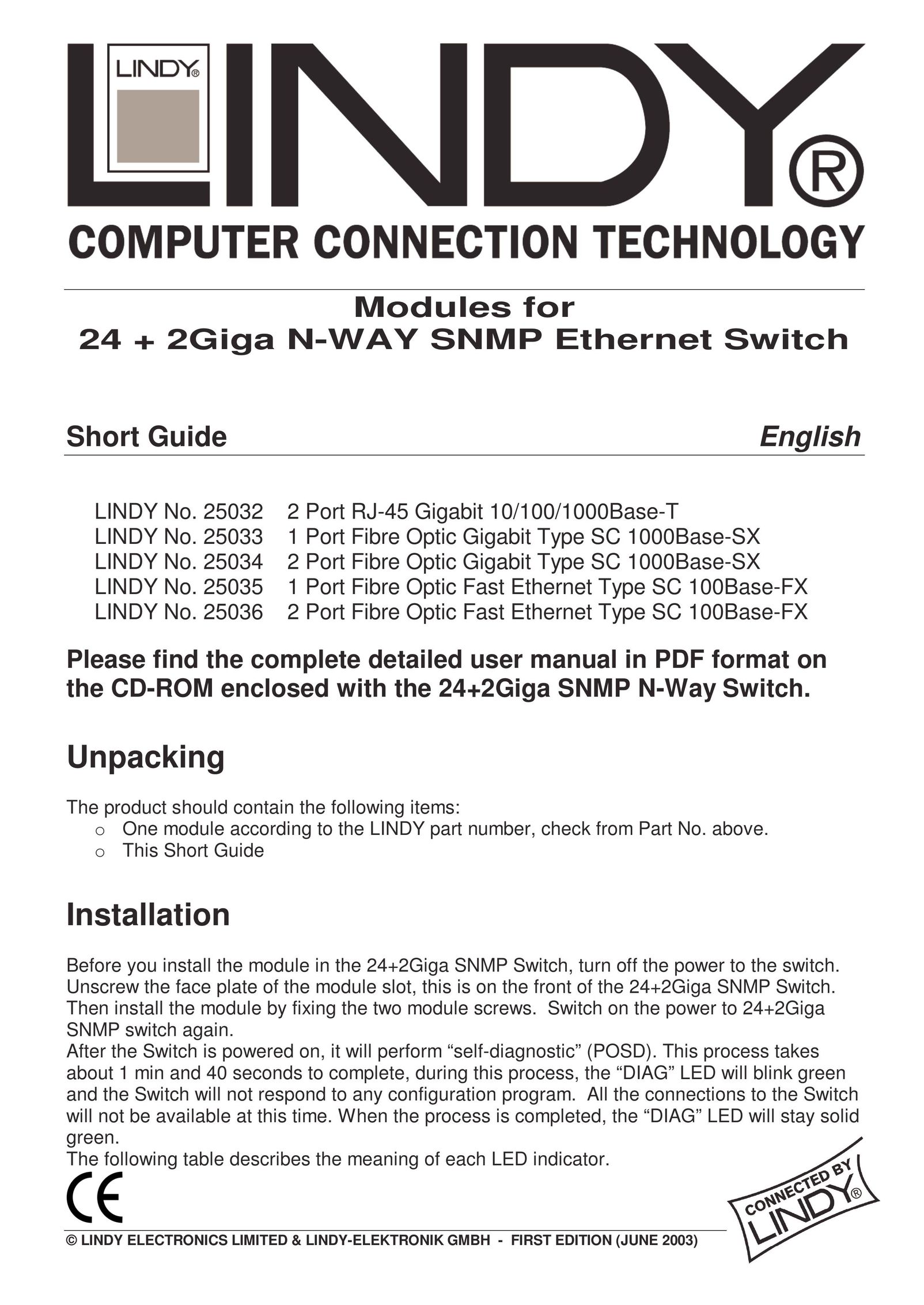 Lindy 25032 Switch User Manual