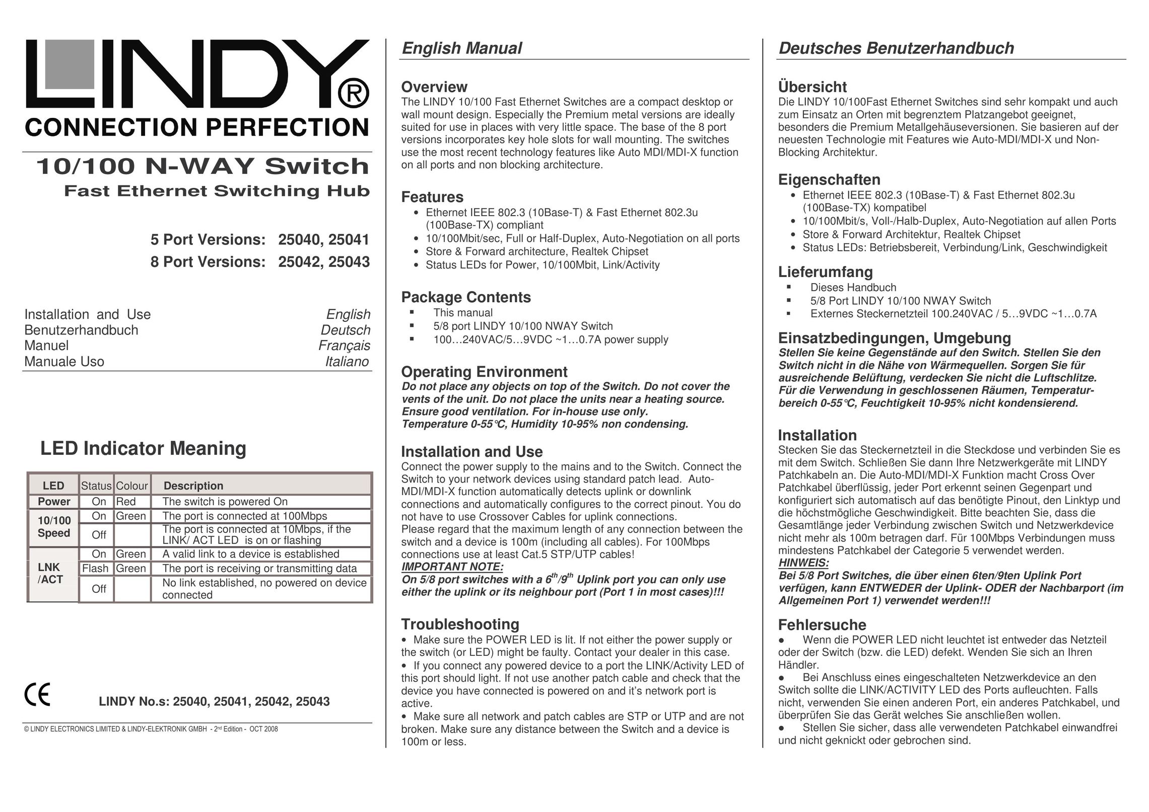 Lindy 25040 Switch User Manual