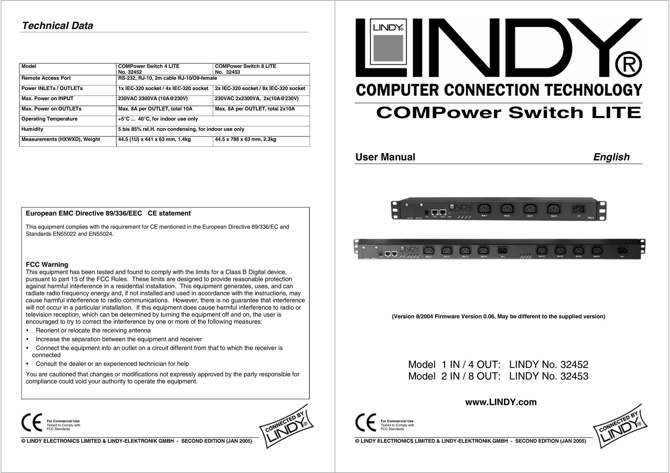 Lindy 32452 Switch User Manual