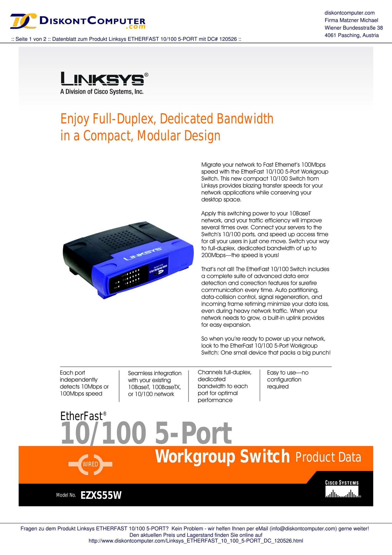 Linksys EZXS55W Switch User Manual