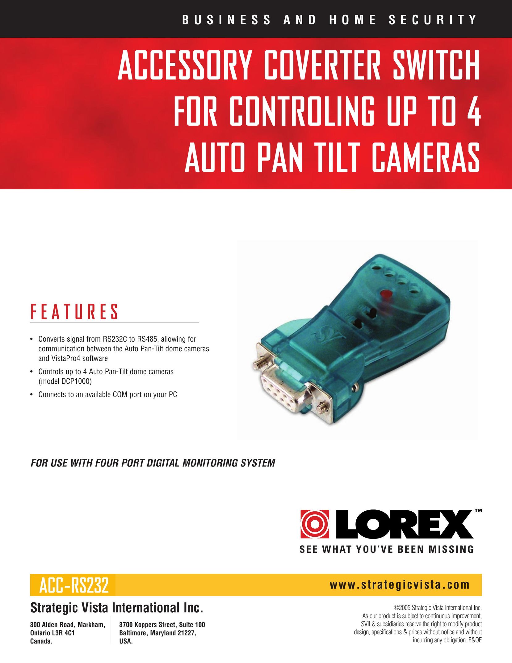 LOREX Technology ACC-RS232 Switch User Manual