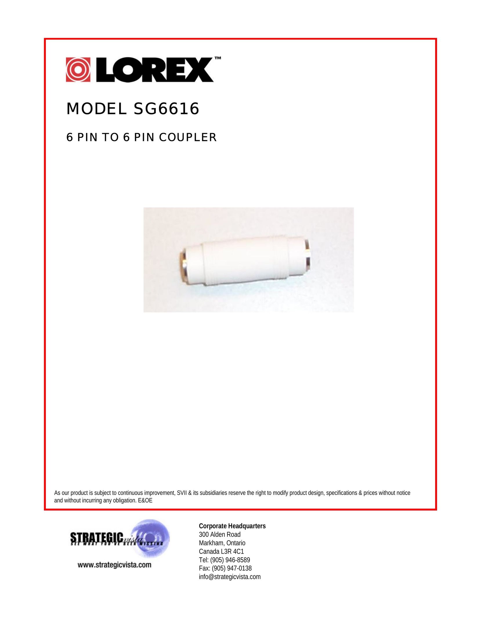 LOREX Technology SG6616 Switch User Manual