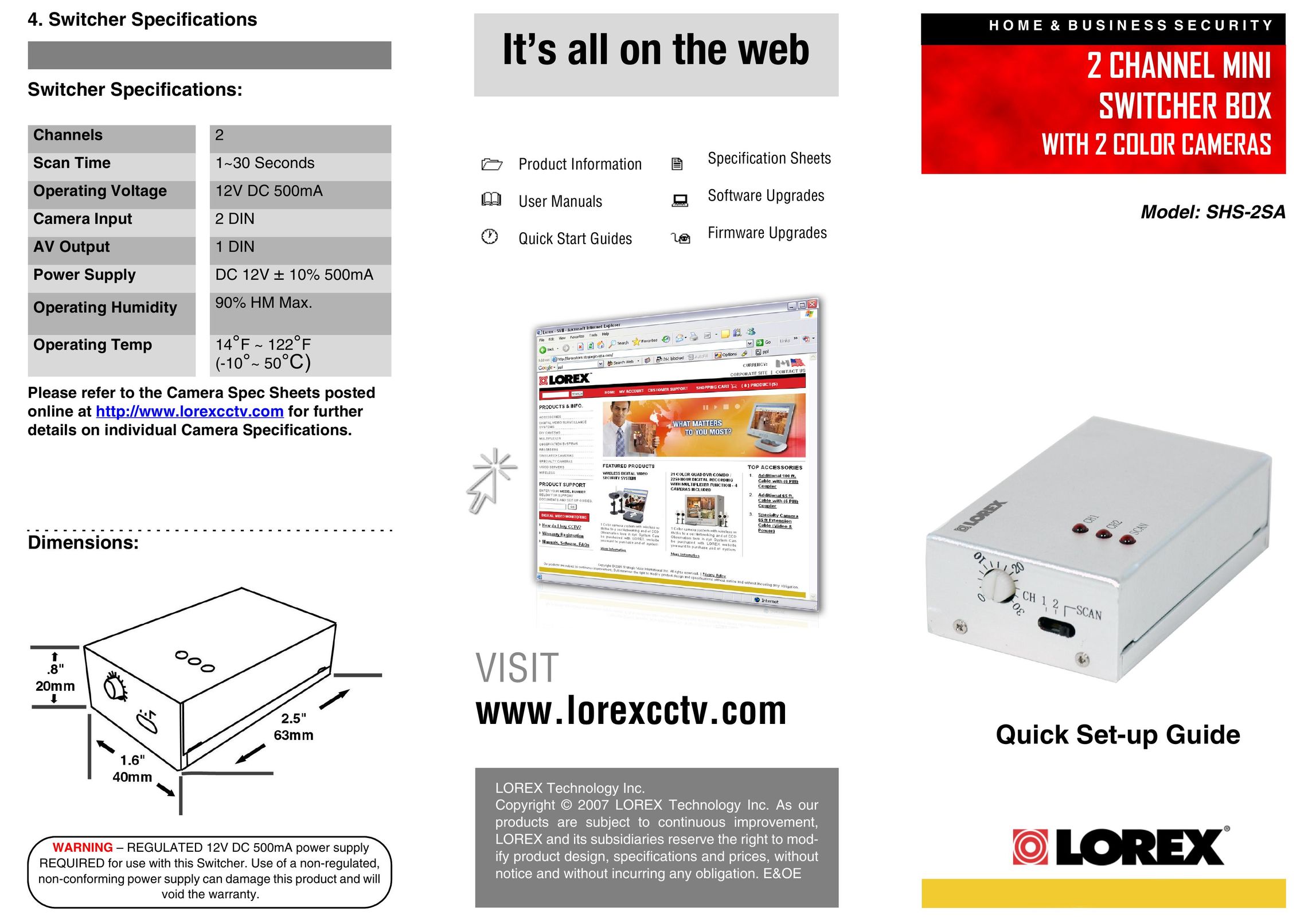 LOREX Technology SHS-2SA Switch User Manual
