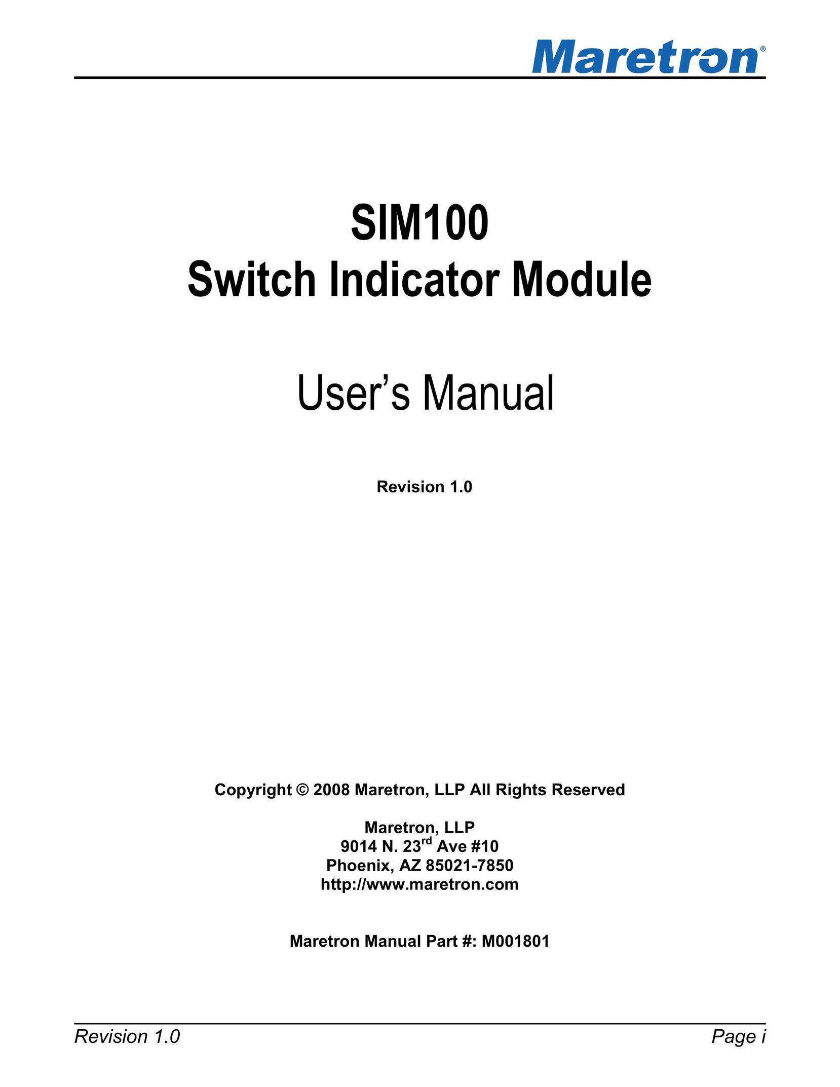 Maretron SIM100 Switch User Manual