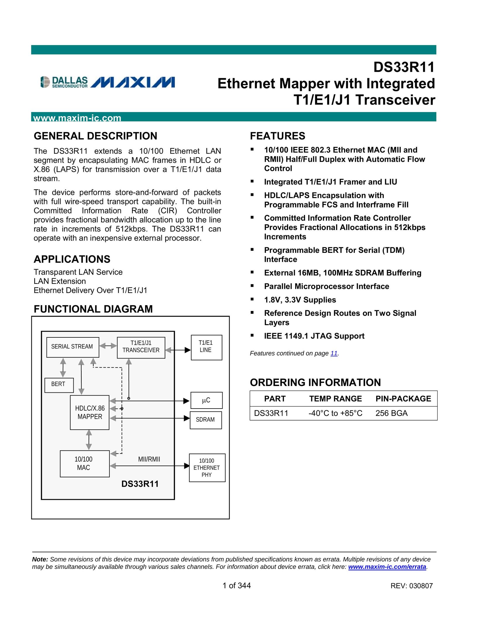 Maxim DS33R11 Switch User Manual