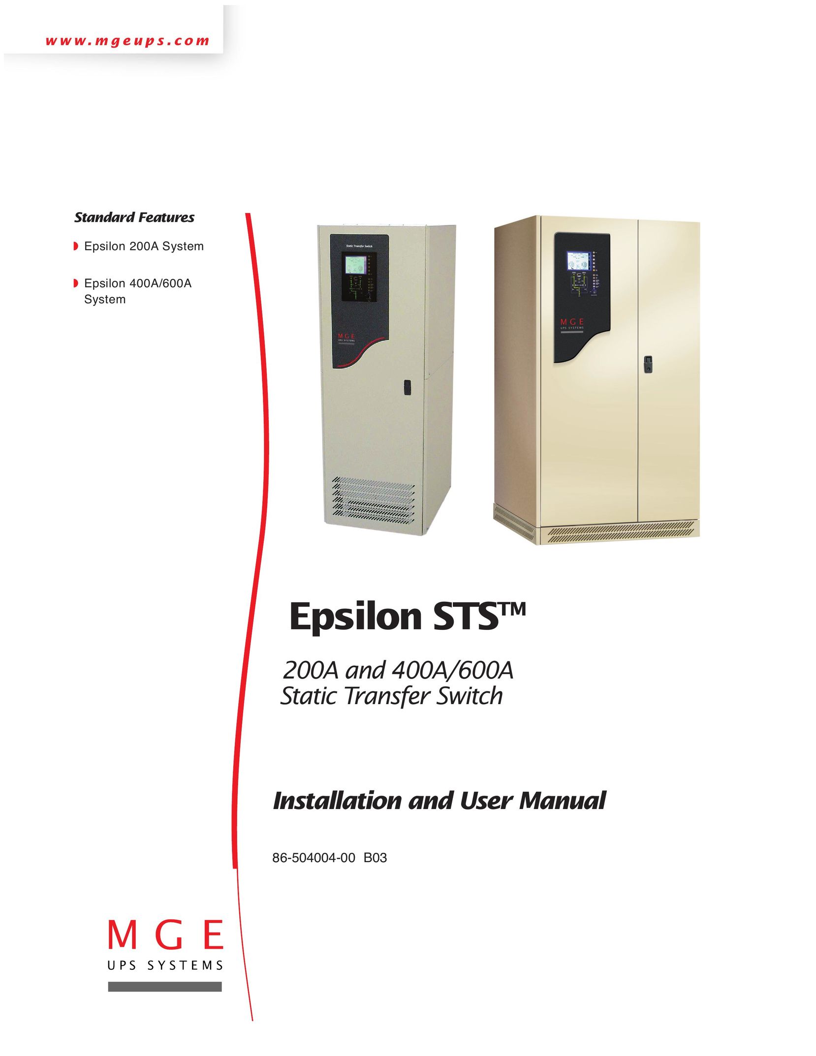 MGE UPS Systems STS 200A Switch User Manual