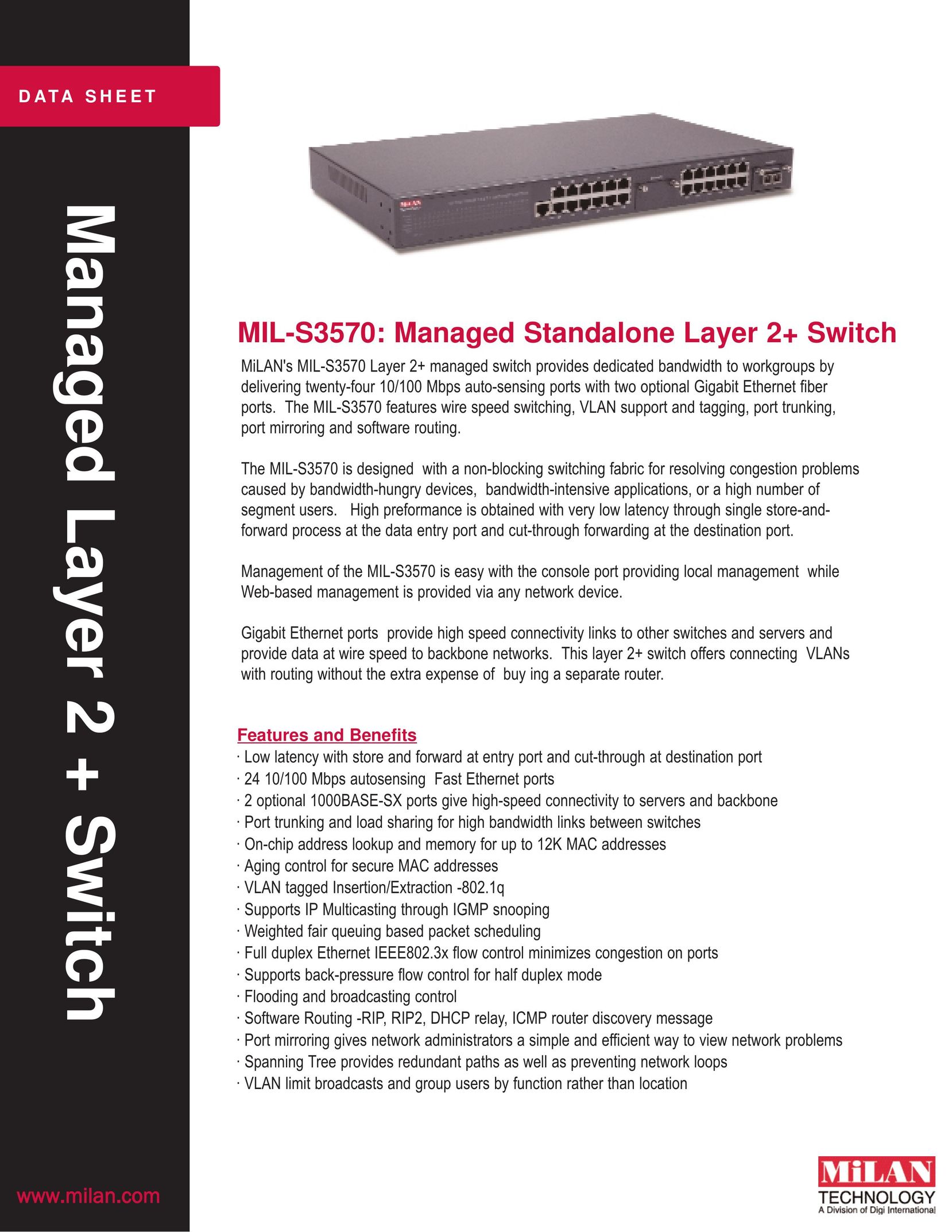 Milan Technology MIL-S3570 Switch User Manual