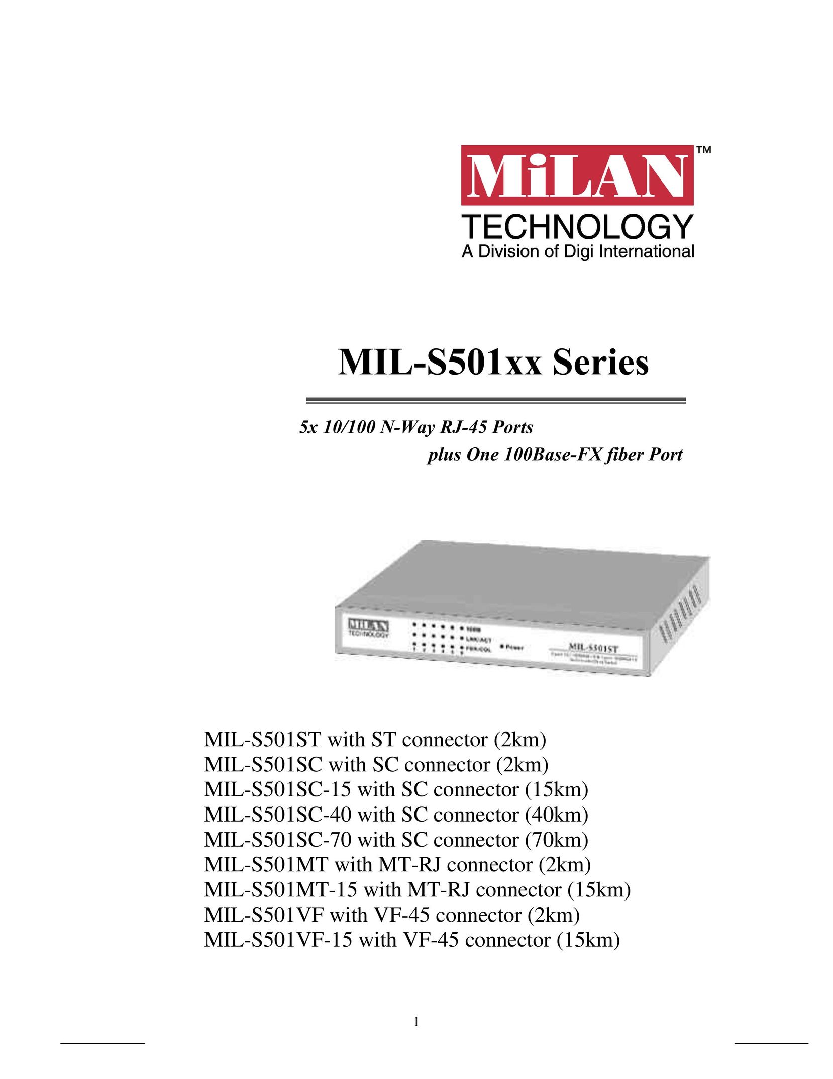 Milan Technology MIL-S501SC-40 Switch User Manual