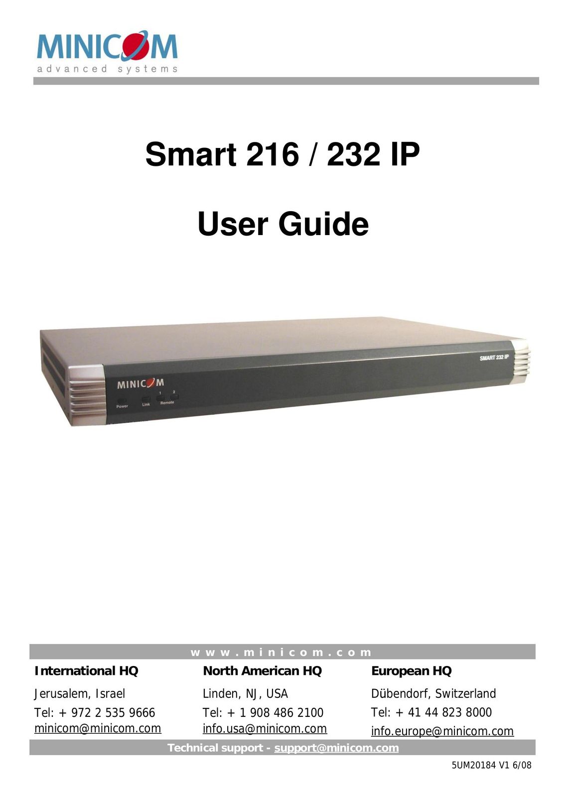 Minicom Advanced Systems 232 IP Switch User Manual