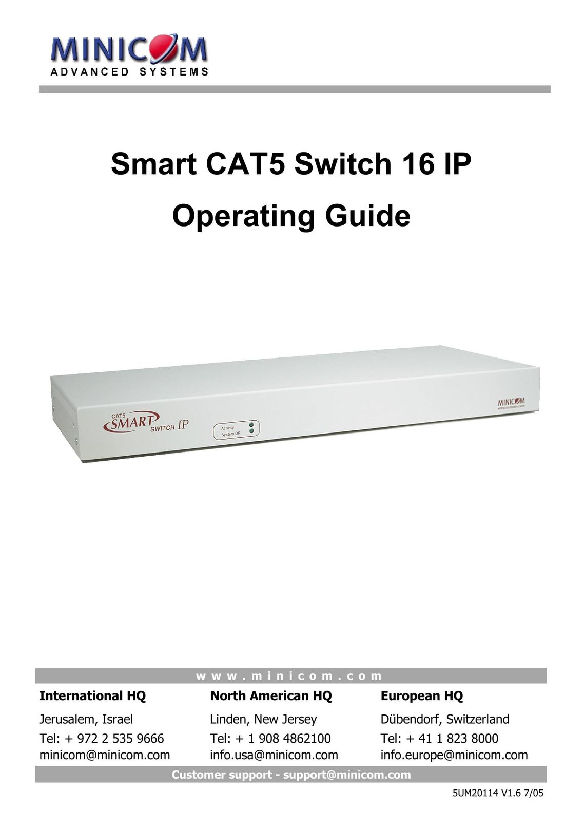 Minicom Advanced Systems 5UM20114 Switch User Manual