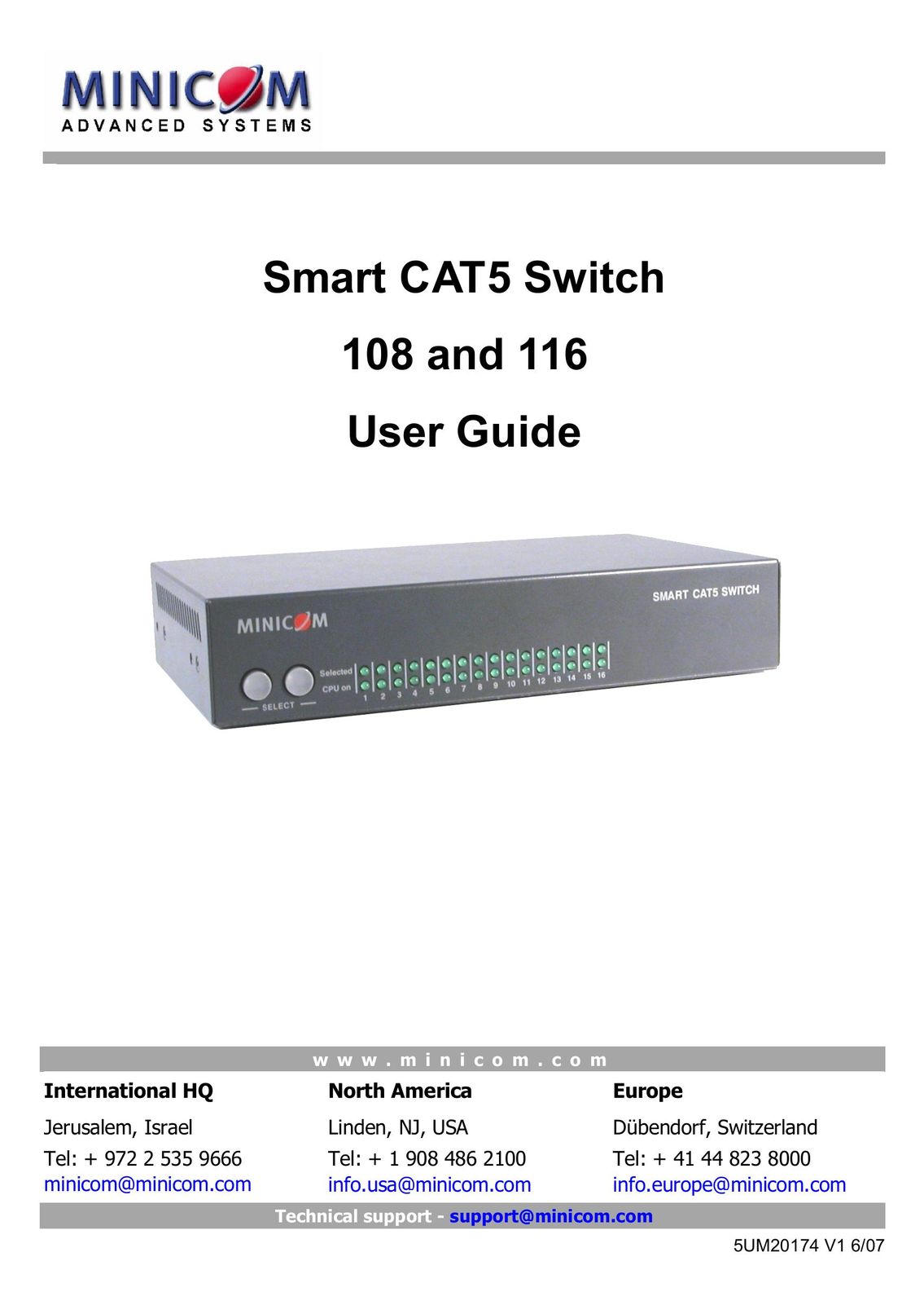 Minicom Advanced Systems Smart CAT5 Switch User Manual