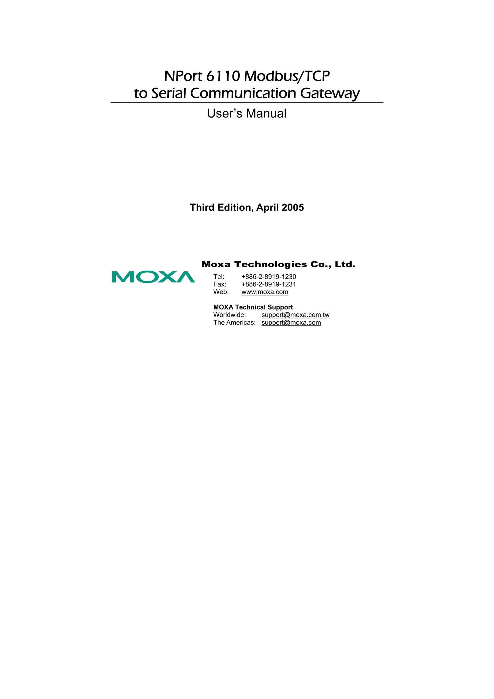 Moxa Technologies NPort 6110 Switch User Manual