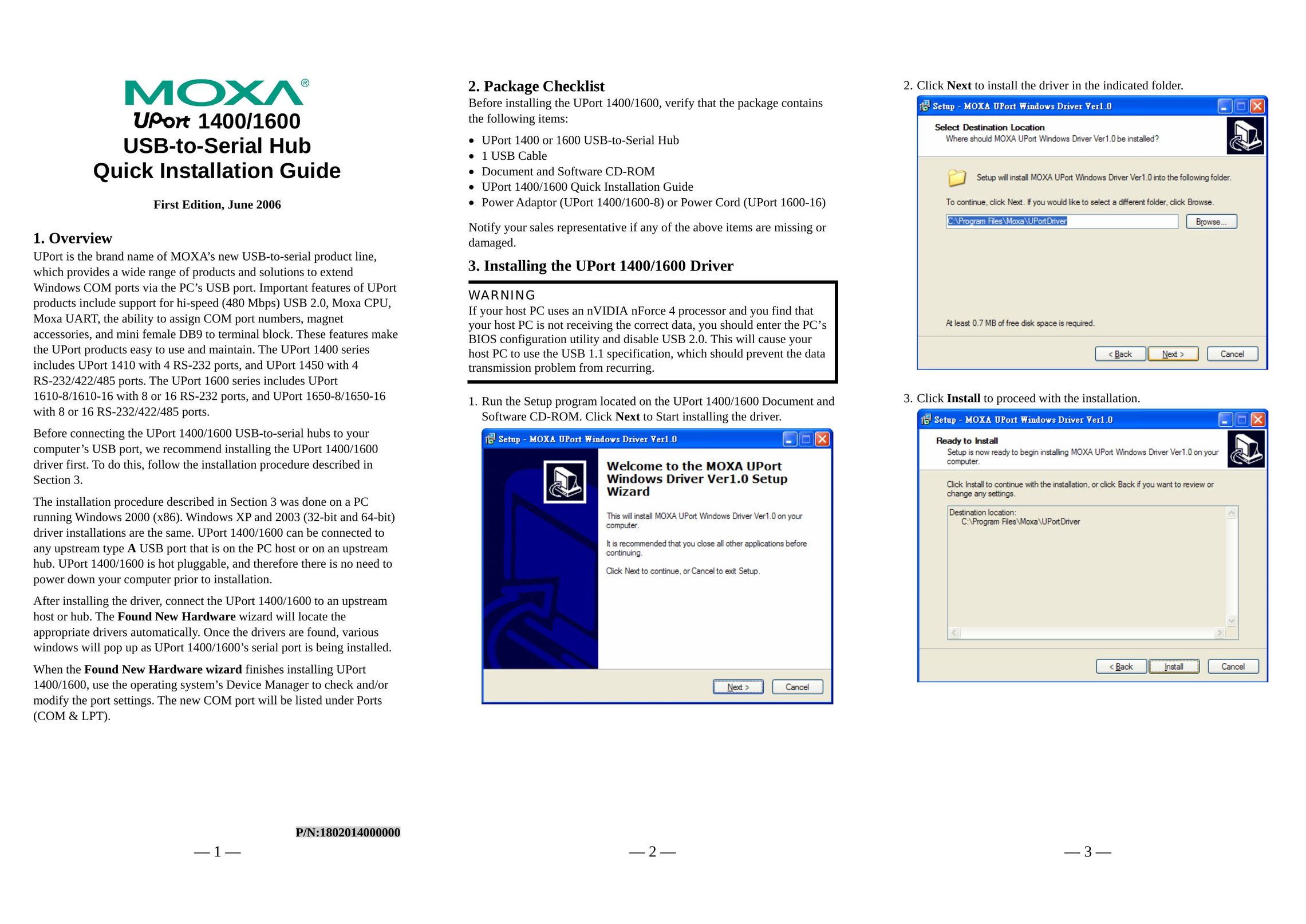 Moxa Technologies Uport 1400/1600 Switch User Manual