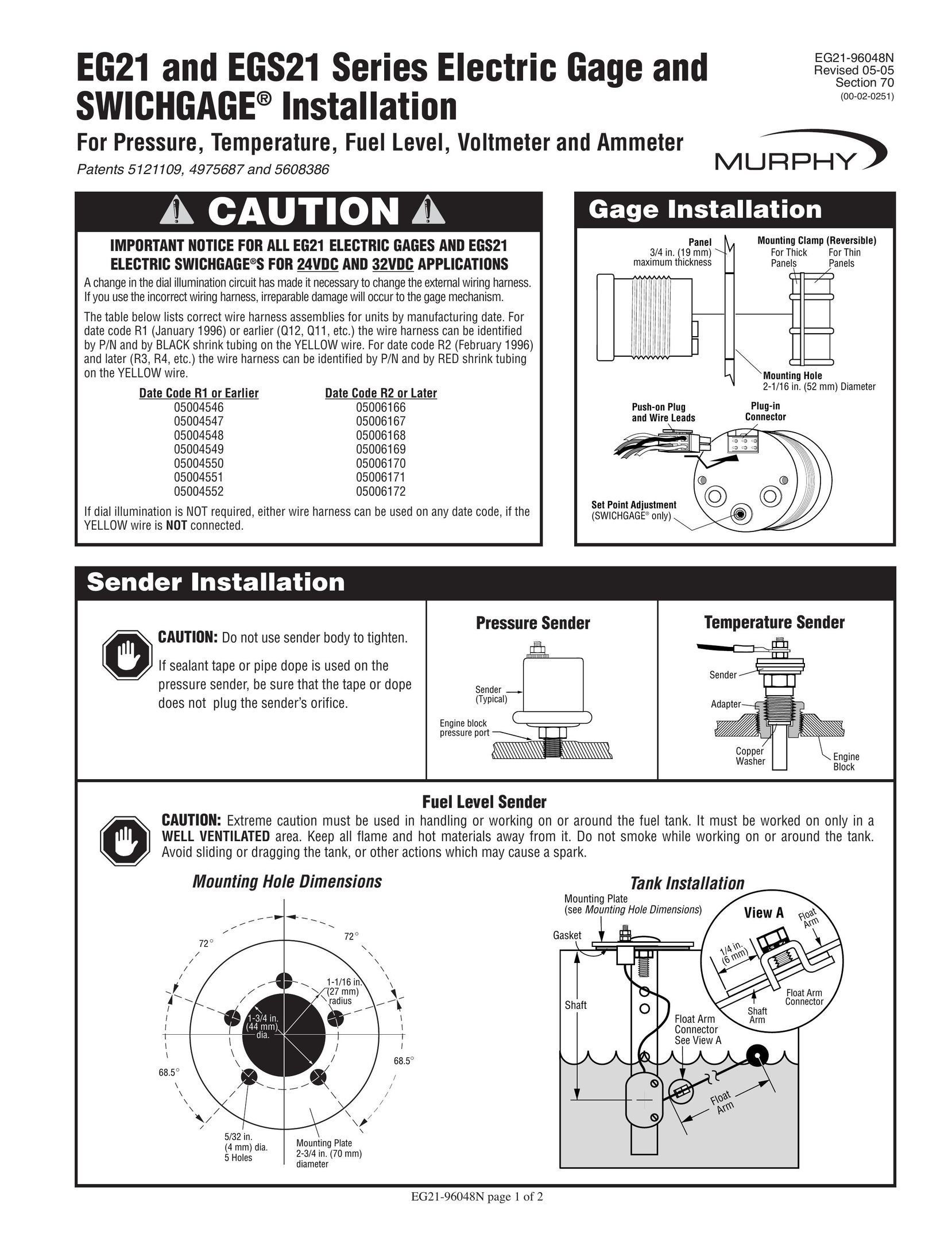 Murphy EGS21 Switch User Manual
