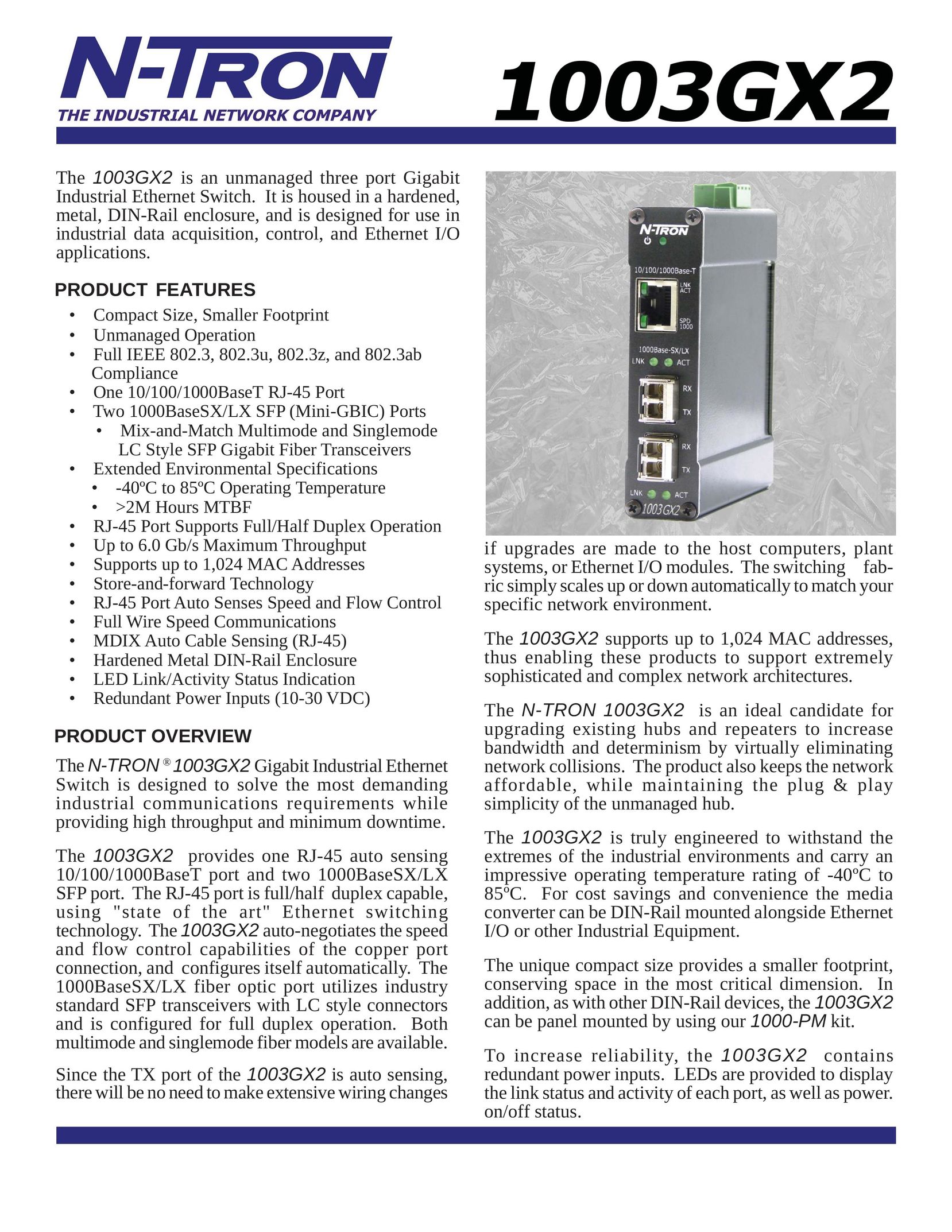N-Tron 1003GX2 Switch User Manual