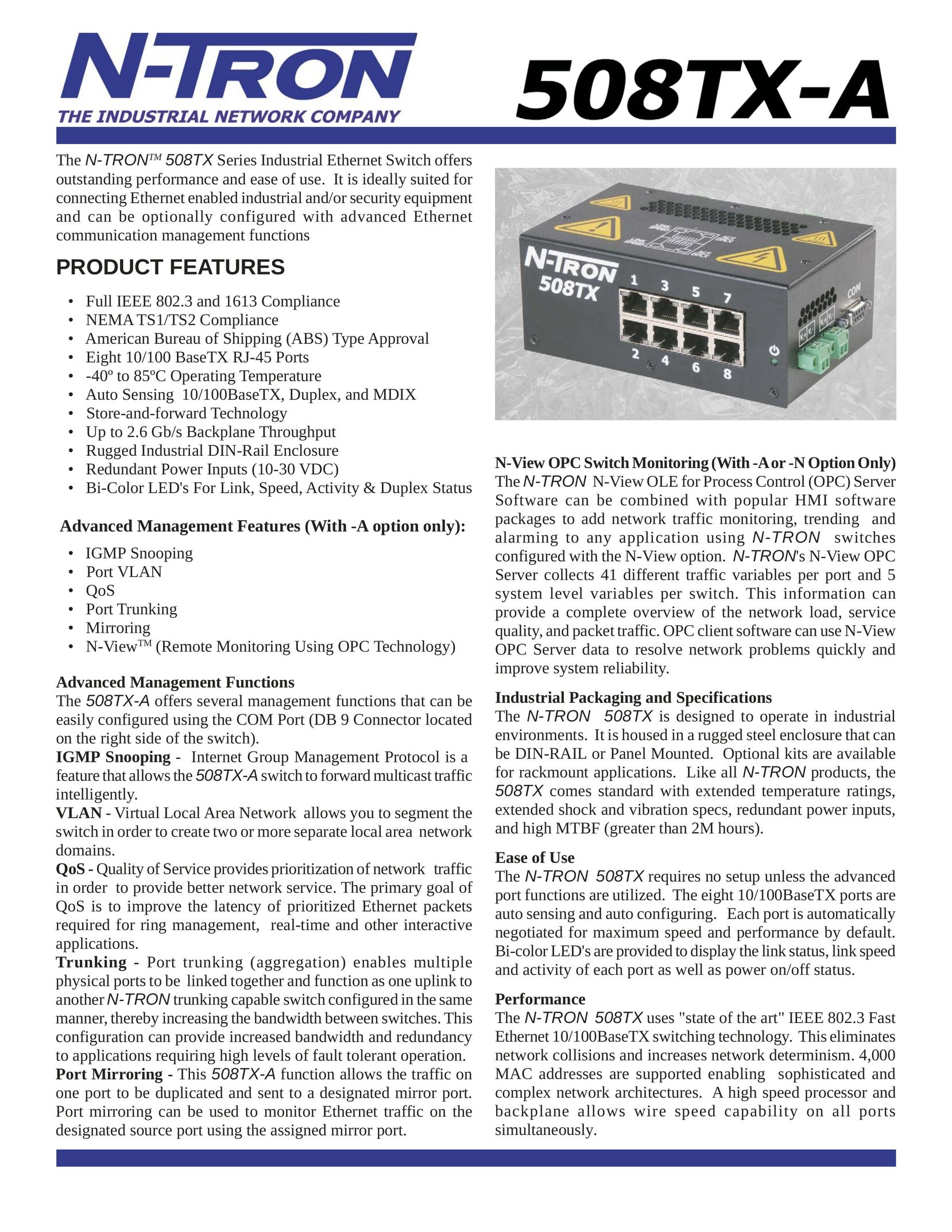 N-Tron 508TX-A Switch User Manual