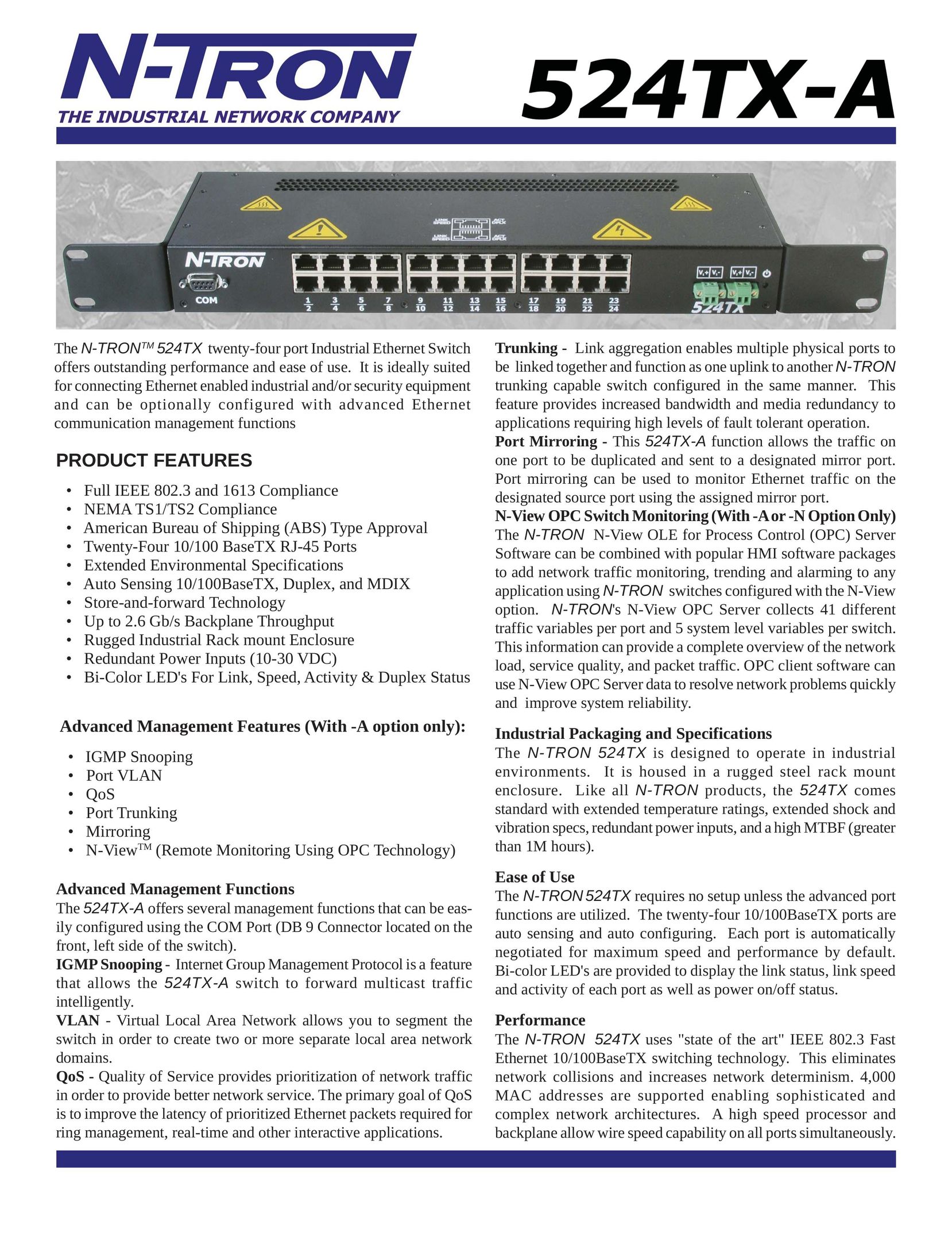 N-Tron 524TX-A Switch User Manual