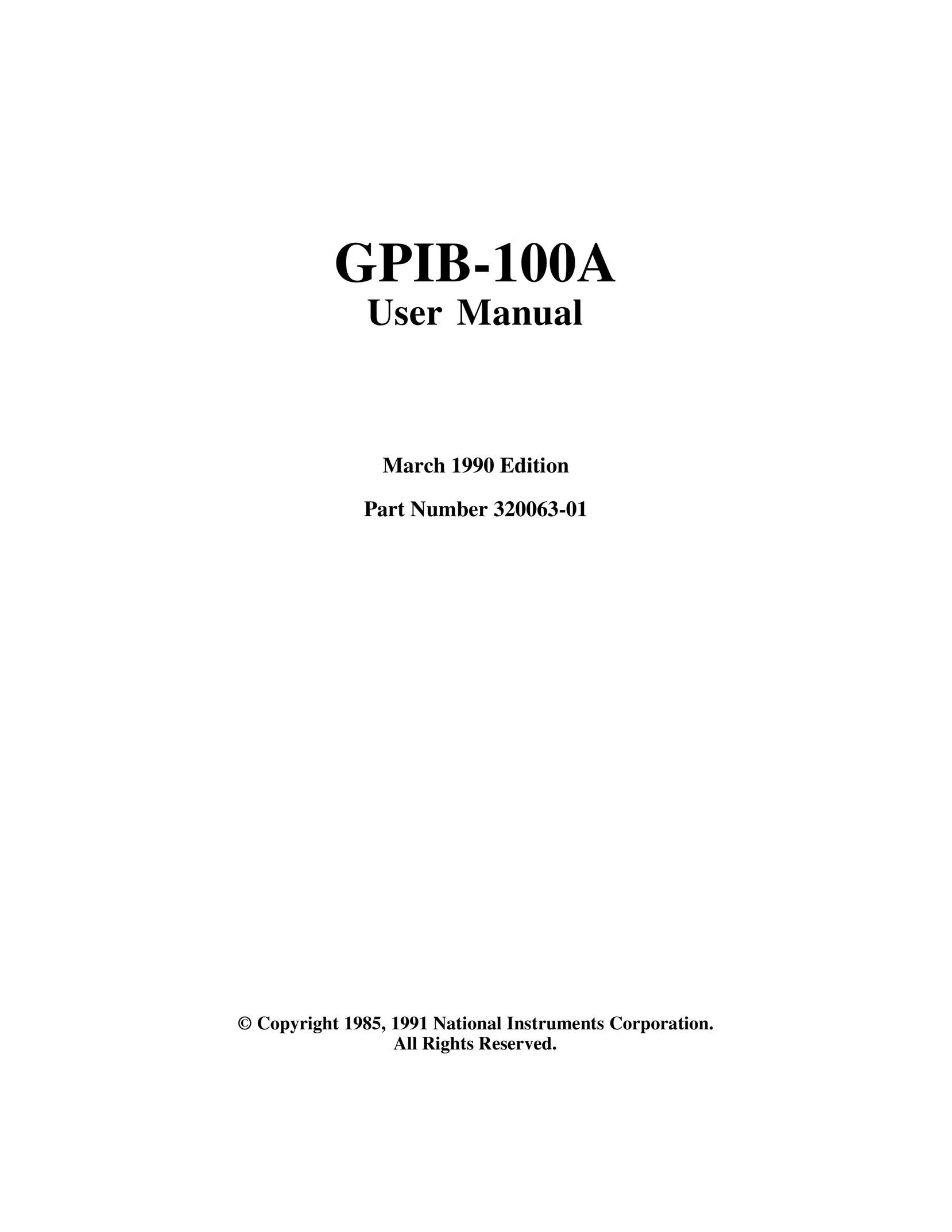 National Instruments GPIB-100A Switch User Manual