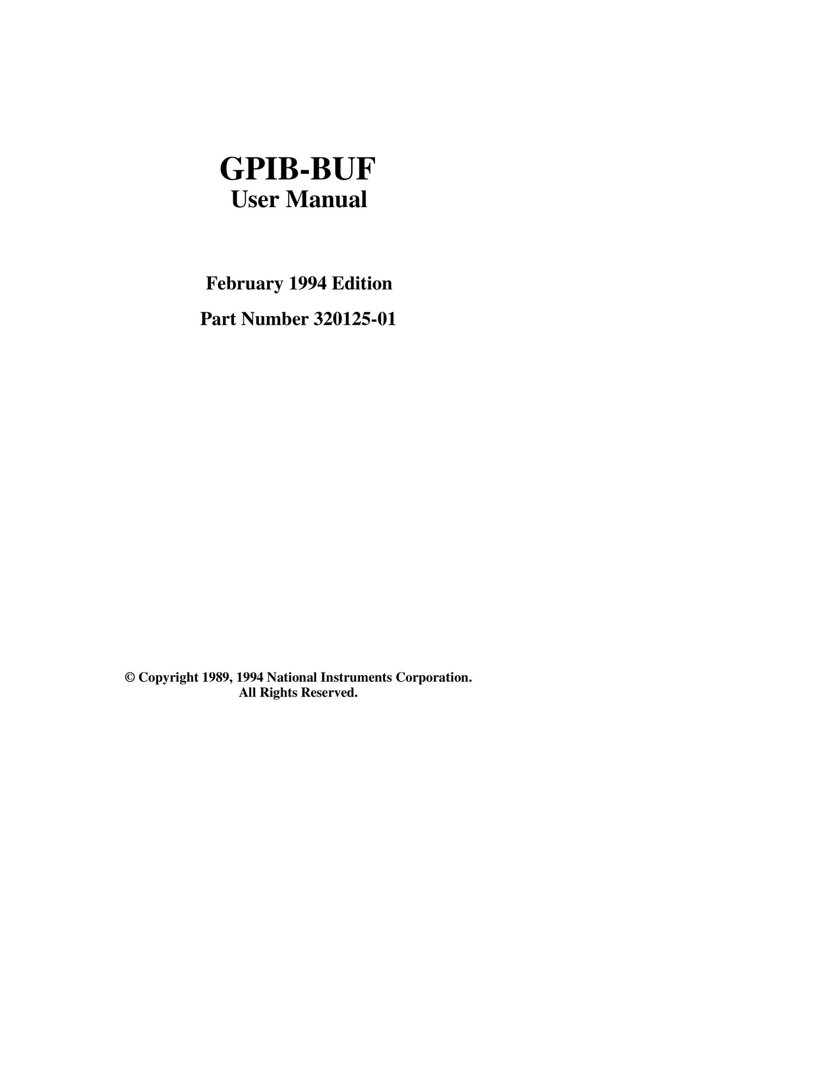 National Instruments GPIB-BUF Switch User Manual