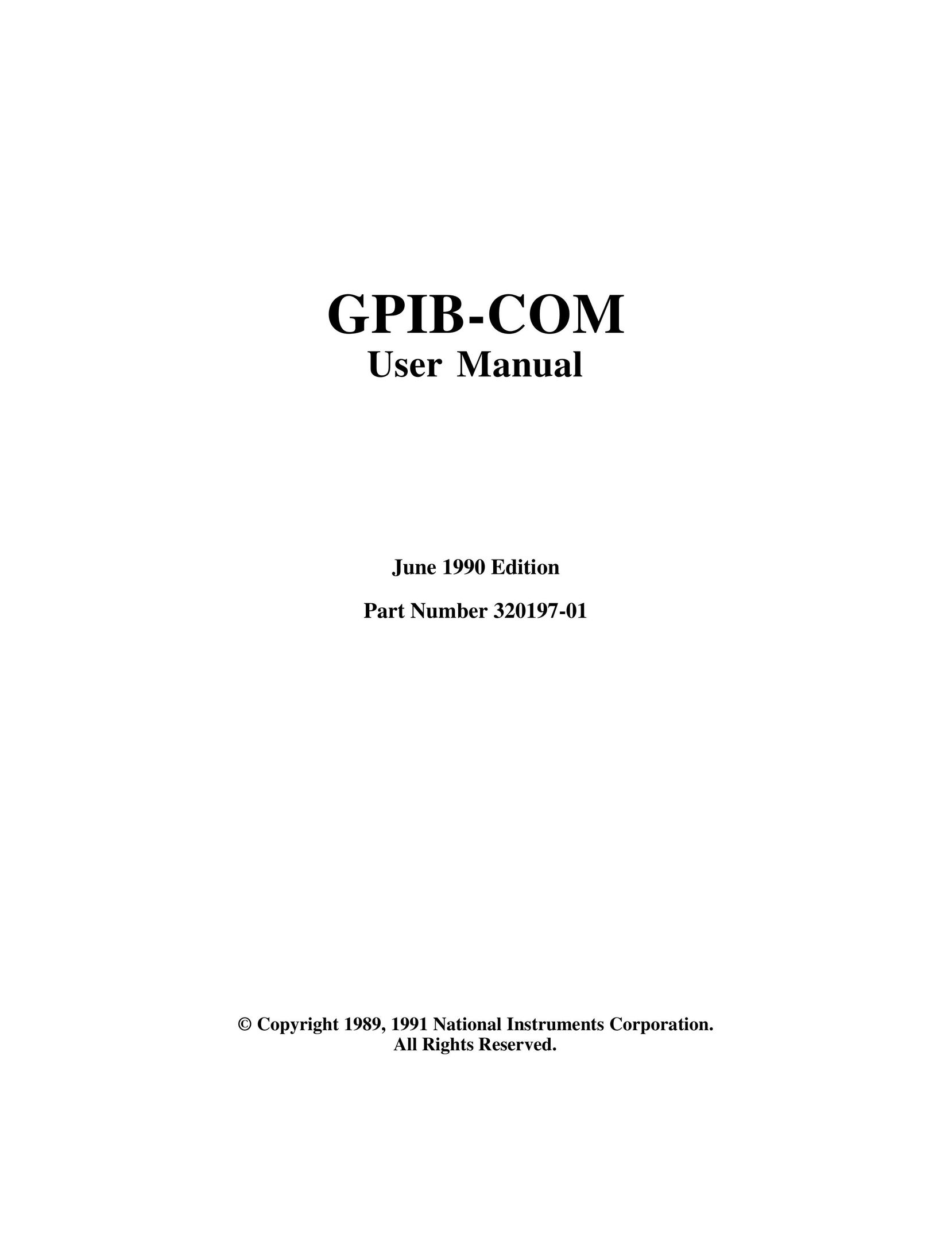 National Instruments GPIB-COM Switch User Manual
